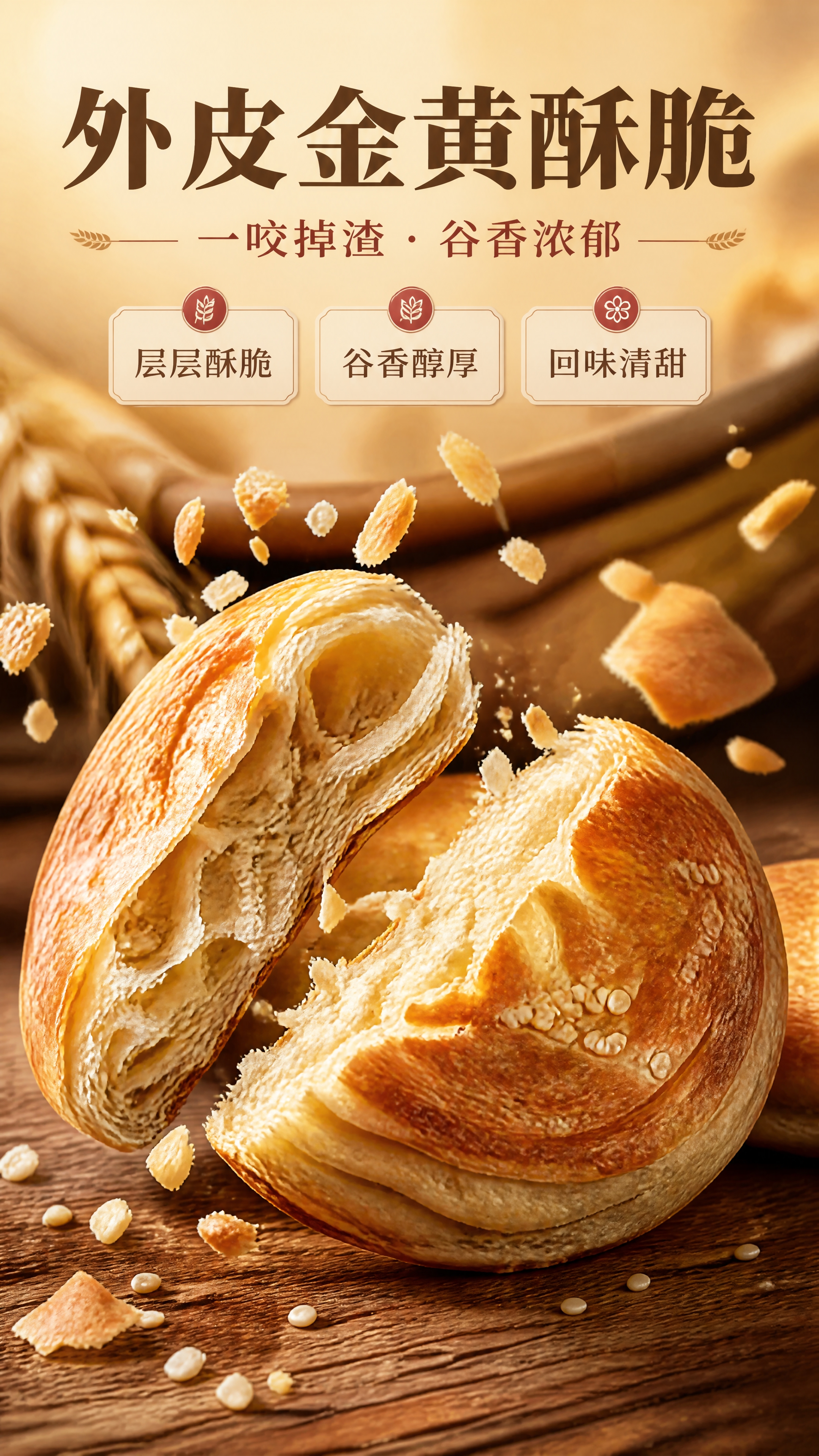 [商品] 使用【图3】烧饼实拍图；商品处理：保留烧饼金黄酥脆外… - 图片创意预览