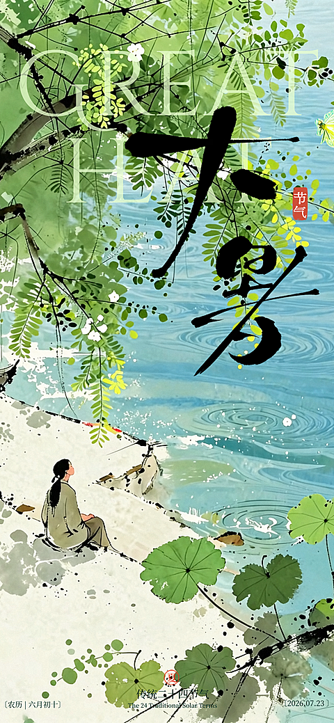 大暑夏日节气通用全屏海报