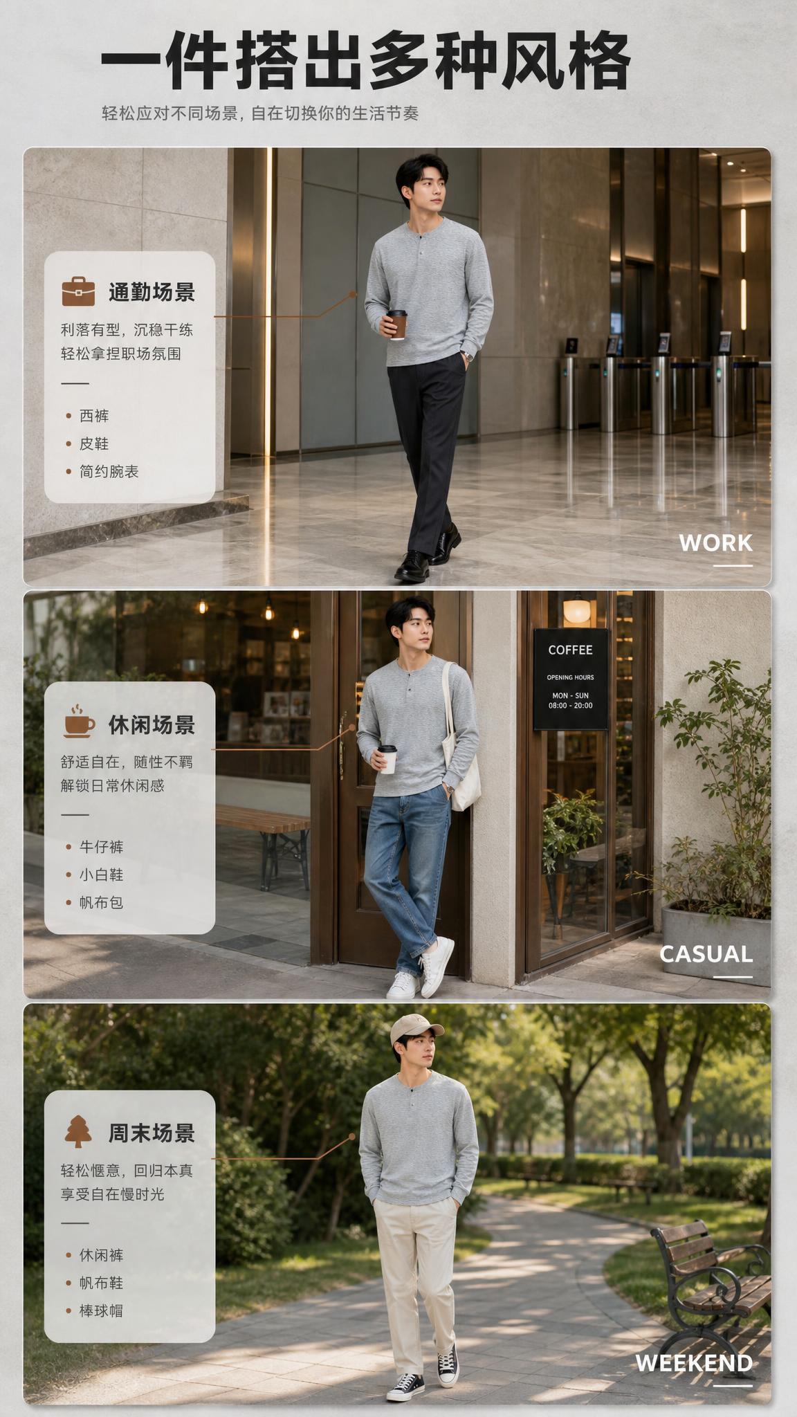 [商品] 使用【图1】男士浅花灰亨利领长袖针织衫；商品处理：保… - 图片创意预览