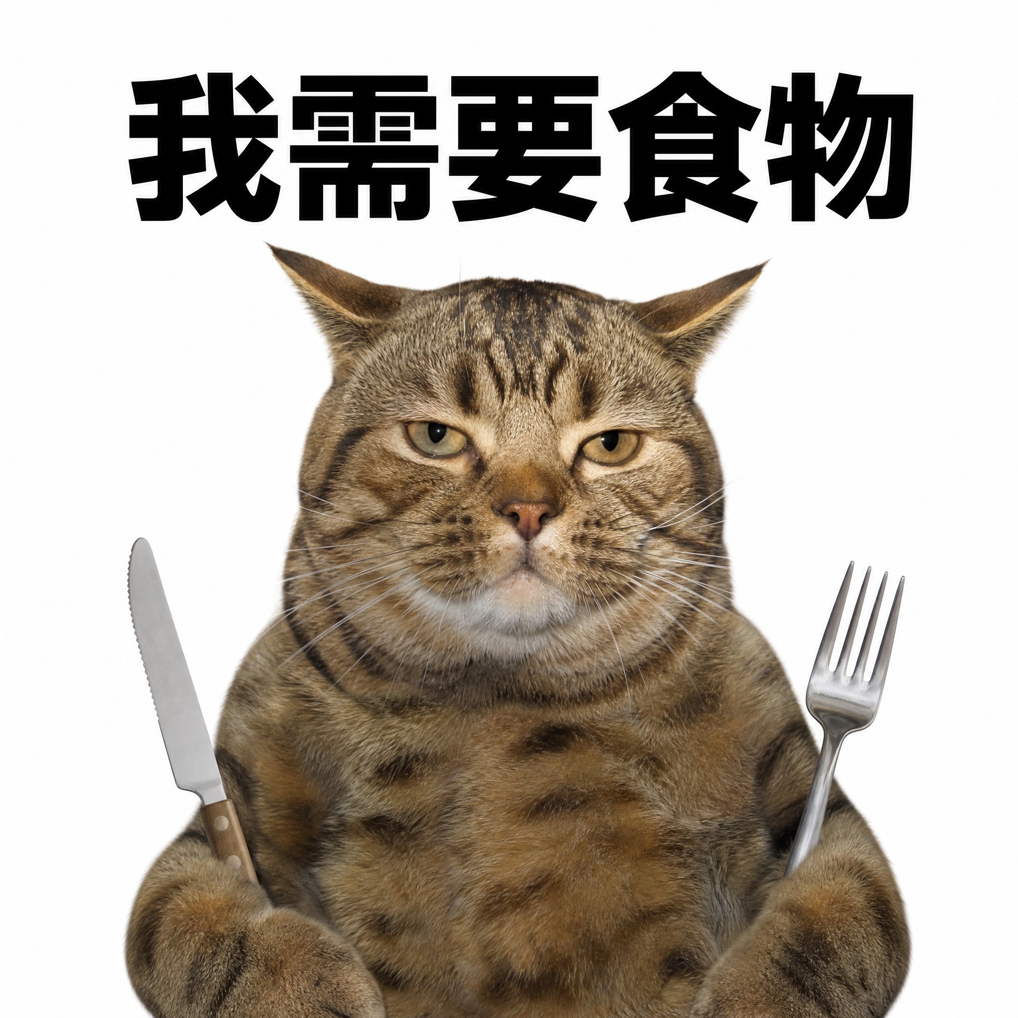 搞笑表情包，1:1正方形构图，纯白色背景，一只实体狸花猫半身像… - 图片创意预览
