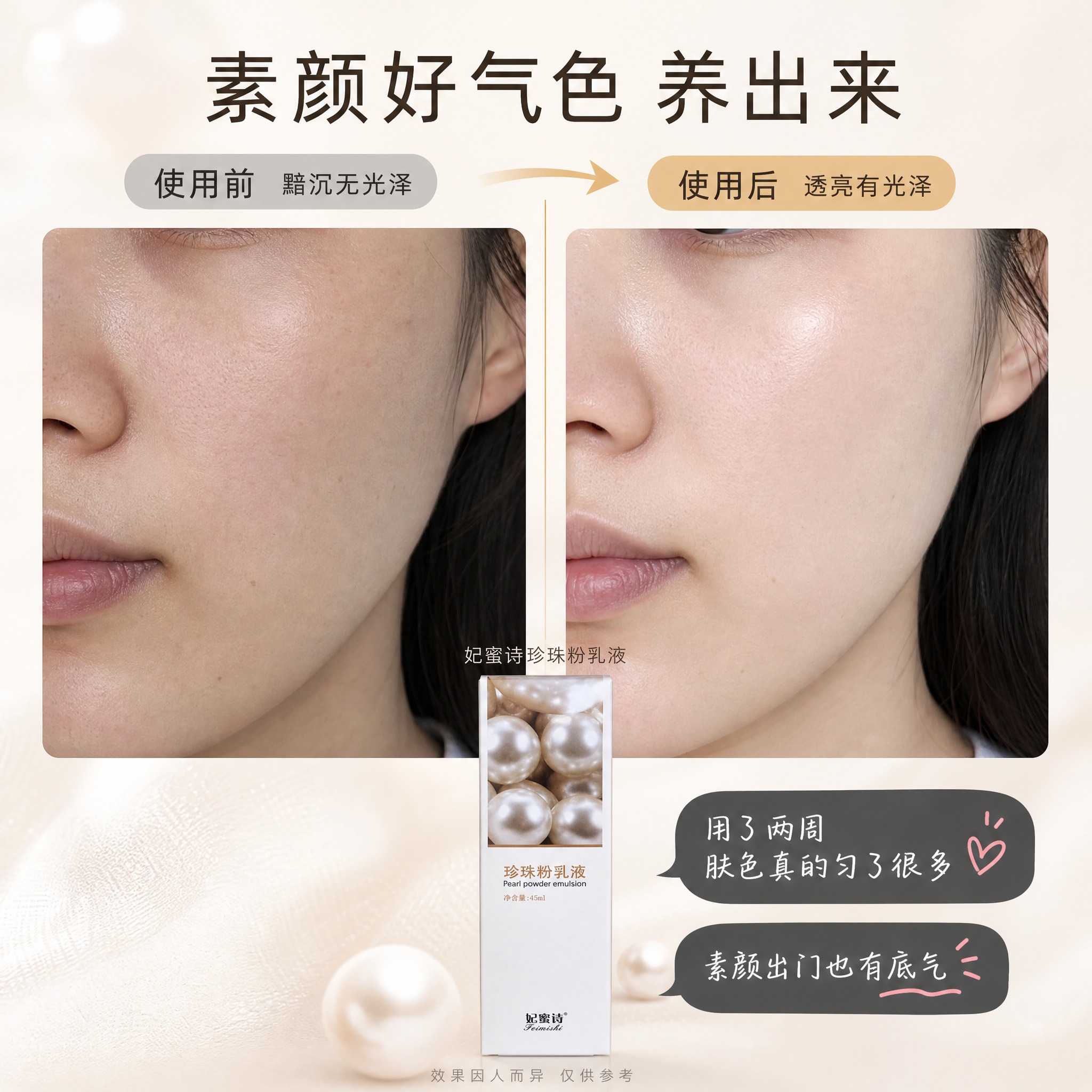[主图-3] 使用前后反馈 真人肤质改善对比展示，小红书真实用… - 图片创意预览