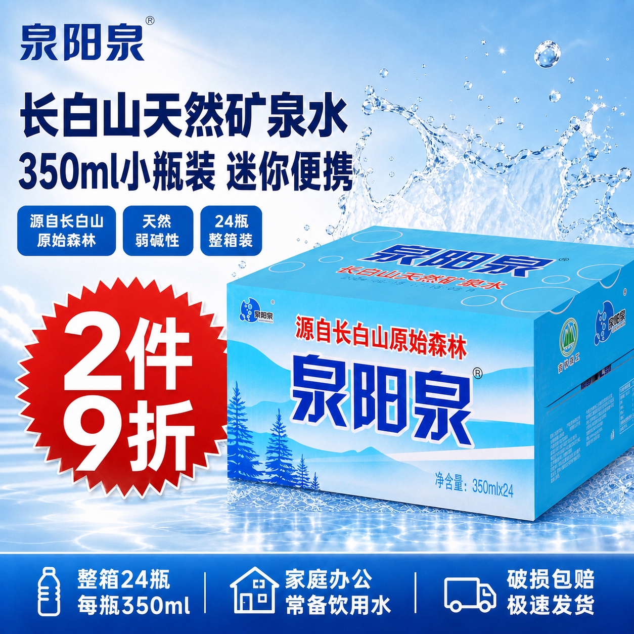 保留海报整体布局、蓝色水花背景、左上角泉阳泉logo、标题文字… - 图片创意预览