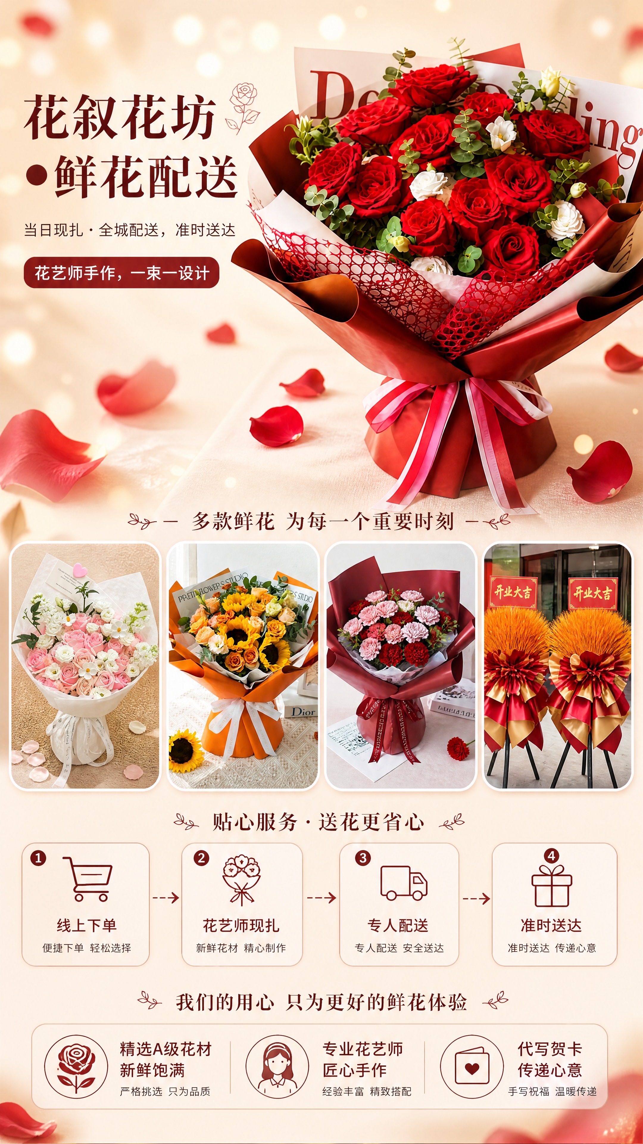 [商品] 使用【图1】红玫瑰花束作为主视觉产品，保留红玫瑰、白… - 图片创意预览
