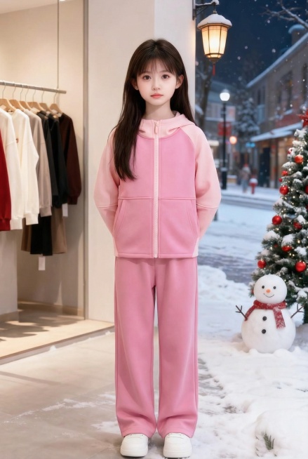 把图1的衣服和裤子给图的2的人物穿上，保留原场景光影，保持图2的人物的五官和发型不变，图片宽高尺寸不变，背景不变，人物姿势不变，保持图1的衣服和裤子的款式和颜色不变预览效果