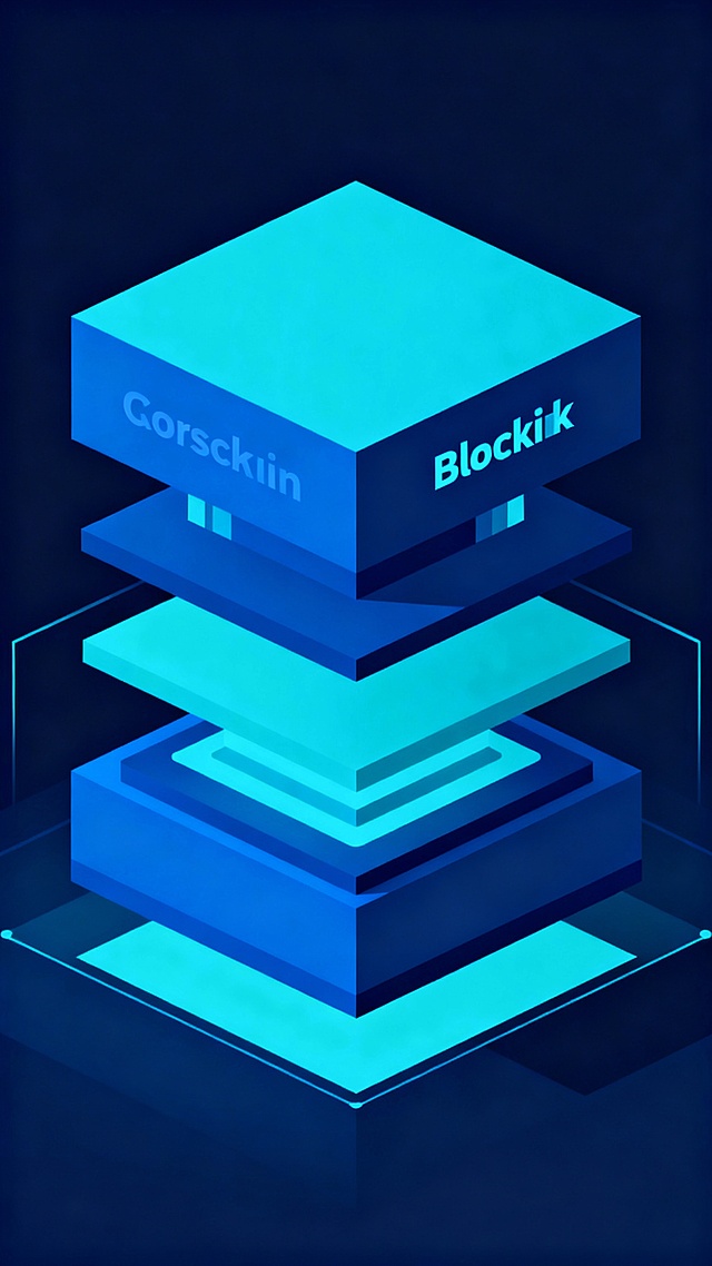 Crypto system architecture background, layered blockchain infrastructure, core processing modules, clean geometric layout, dark blue and cyan color scheme, enterprise-grade fintech technology, precise engineering visualization, no icons, no text, vertical 9:16