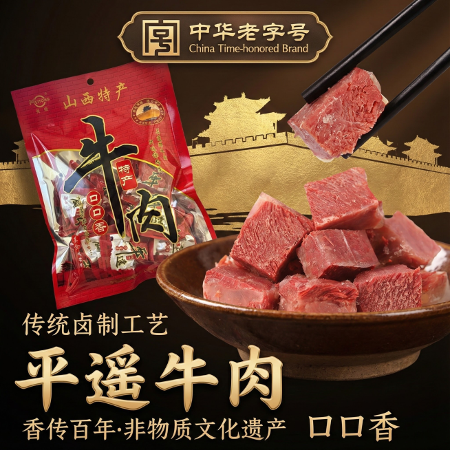 我的产品是平遥牛肉 帮我做20张拼多多高级主图预览效果