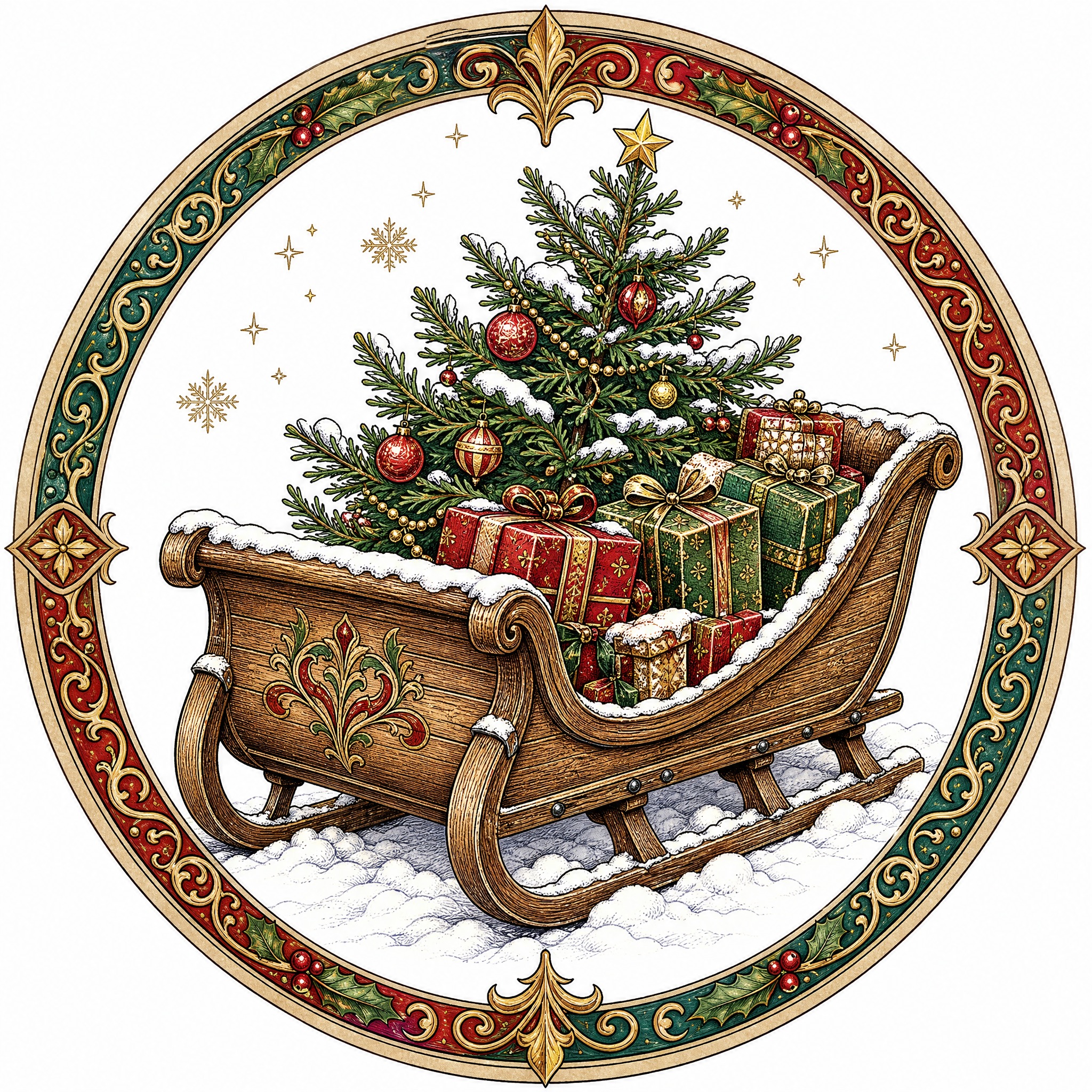 Christmas sticker, medieval ill… - 图片创意预览