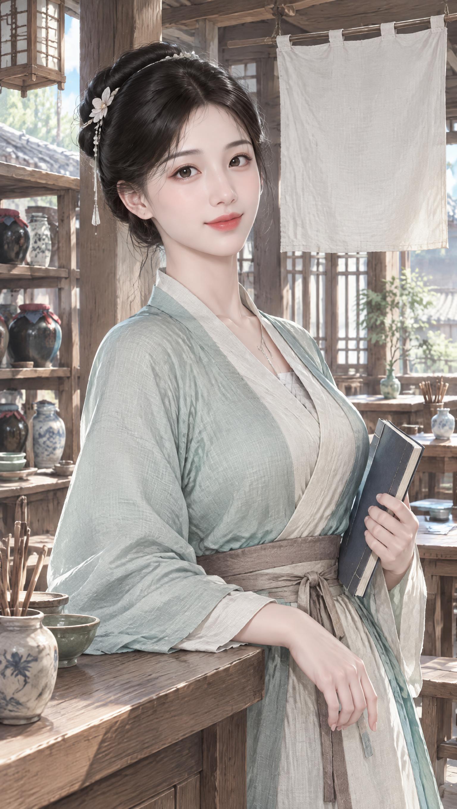 基于参考图中女子的脸型与五官特征进行古风CG重绘（唯美CG插画… - 图片创意预览