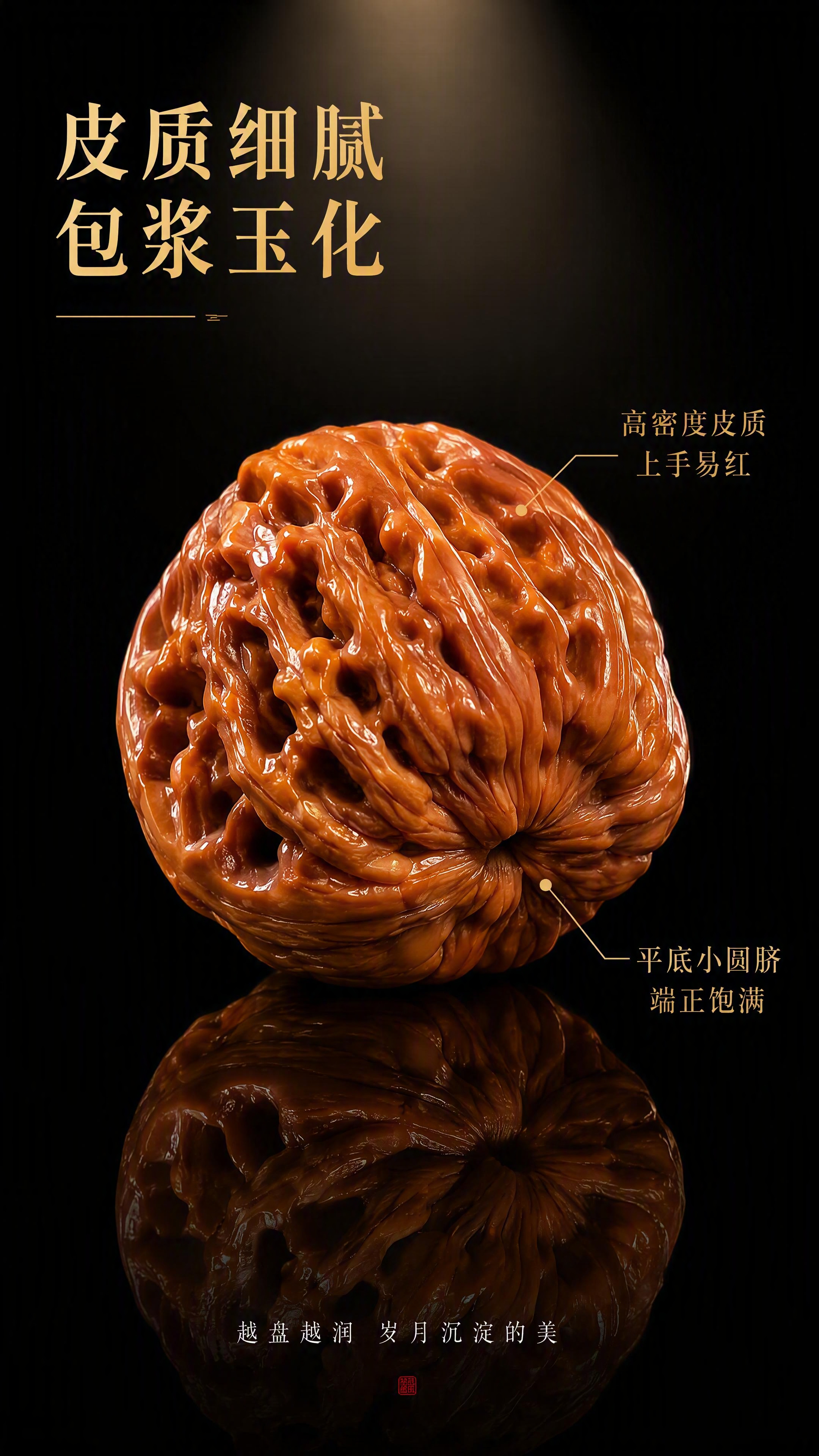 [第6张] 详情页皮质包浆页-文玩核桃侧面与底部玉化质感展示。… - 图片创意预览