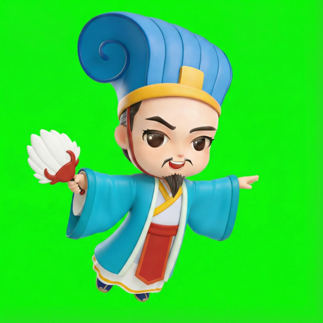 根据图中3D卡通人物，给我生成16个不同的动作，要求不改变主体形象和比例预览效果