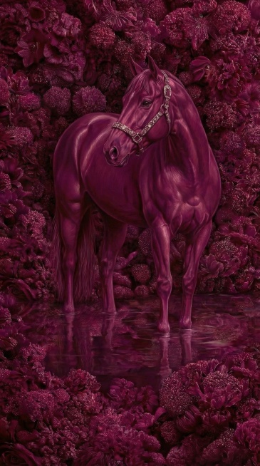 生成5张，不同的马匹的姿态，马匹要呈现出整体，被花团锦簌预览效果