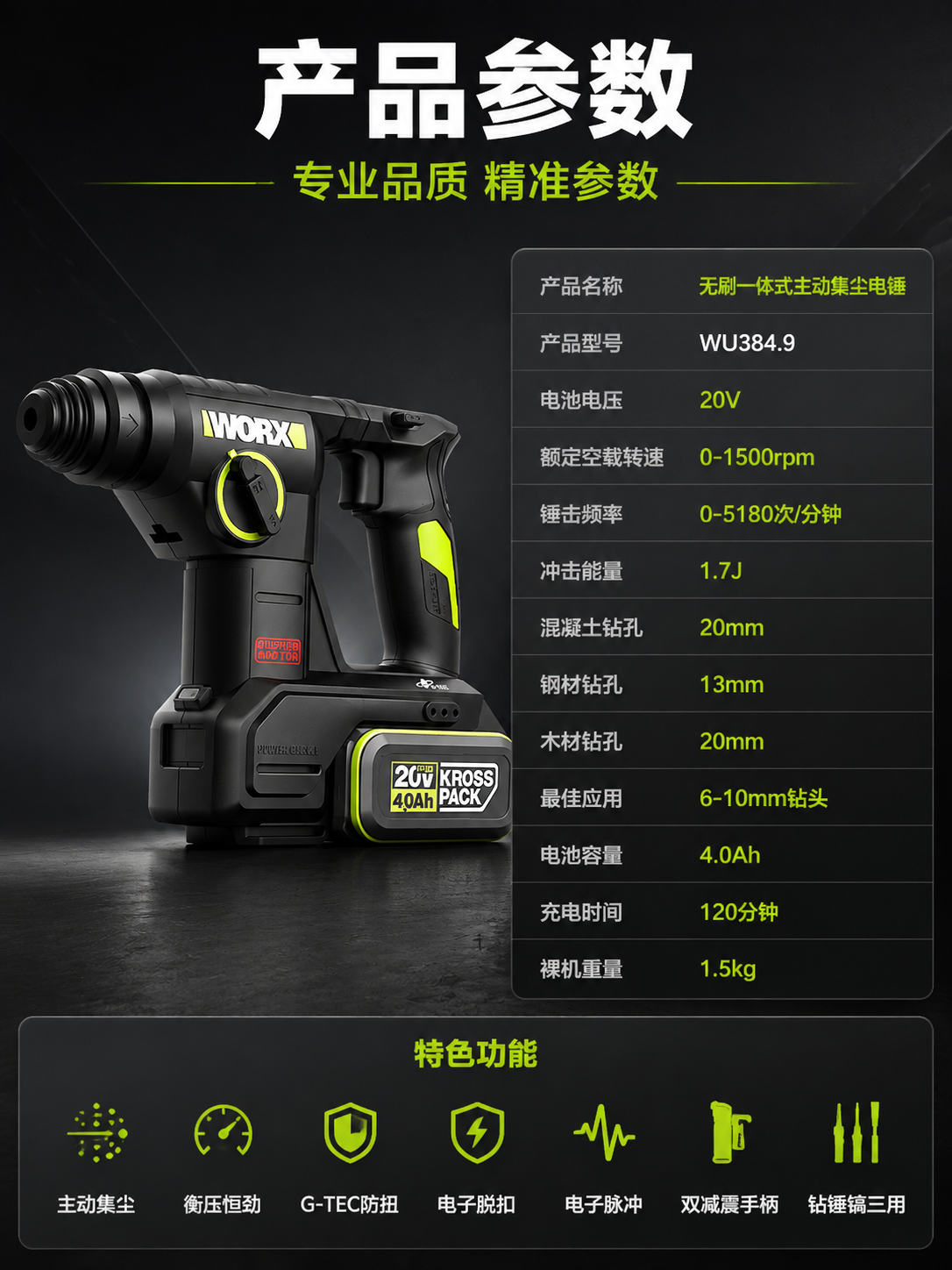 [商品] 使用【图1】威克士WU384.9无刷一体式主动集尘电… - 图片创意预览