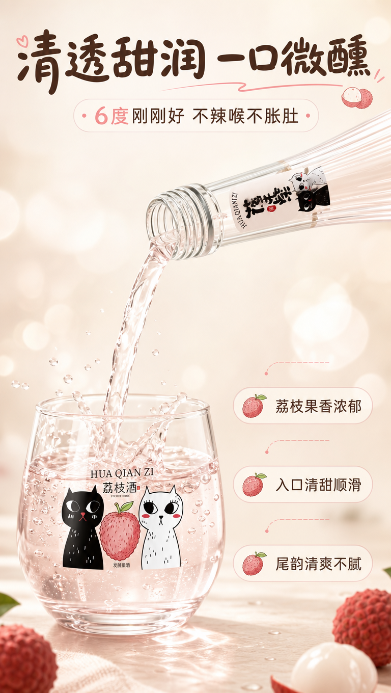 [商品] 使用【图2】花千紫荔枝酒330ml透明玻璃瓶产品全貌… - 图片创意预览