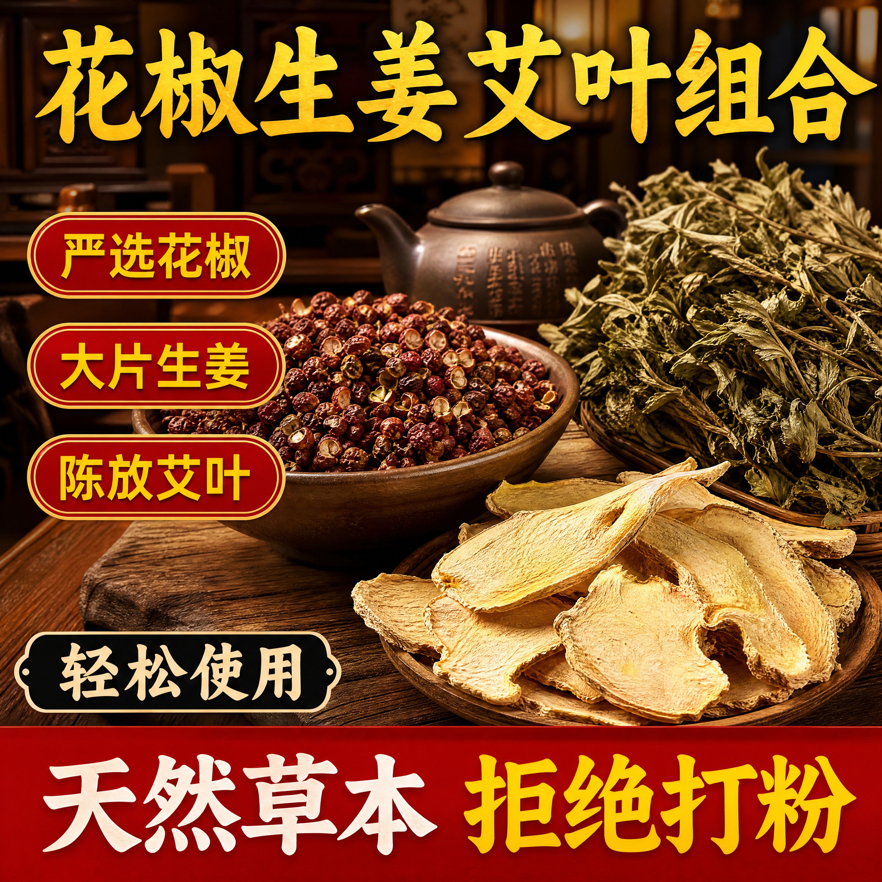 电商主图，1:1正方形，4K高清。产品为济芝梵老北京草本泡脚包… - 图片创意预览