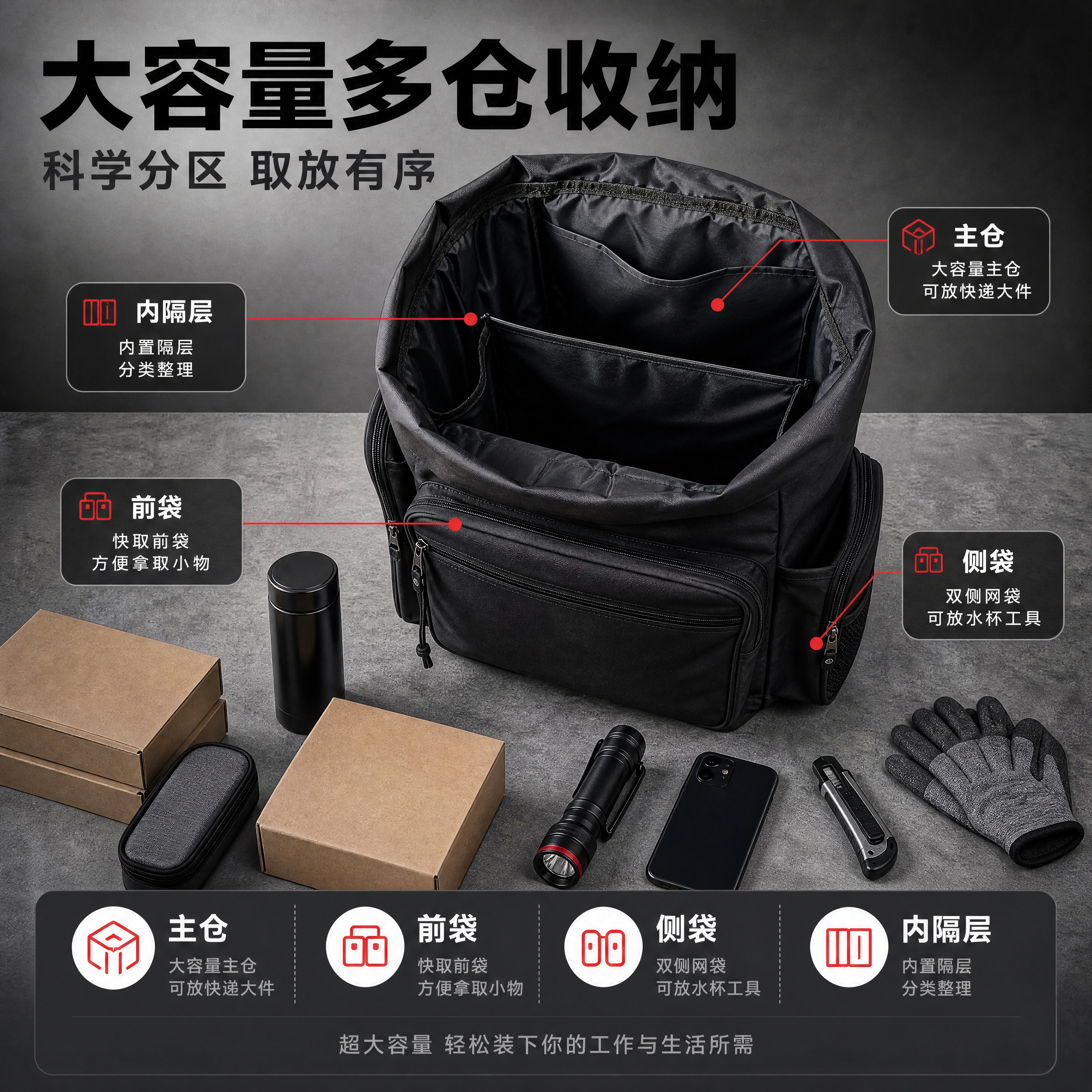 [商品] 使用【图7】背包内部结构图和【图1】背包正面图；商品… - 图片创意预览