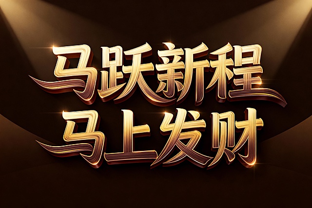 生成艺术字体  马跃新程  马上发财  时尚大气有线条感