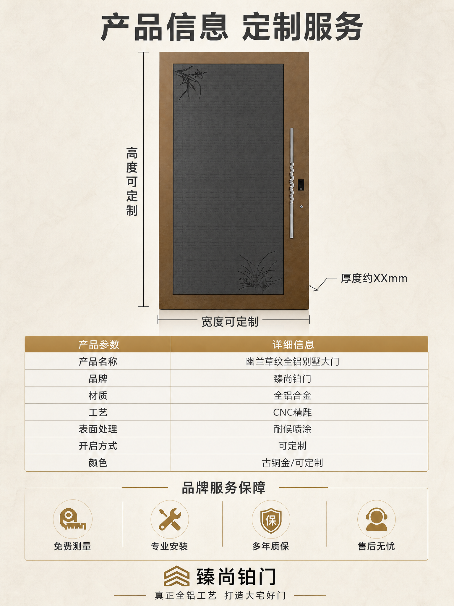 [商品] 使用【图1】幽兰草纹全铝别墅大门；保留全部外观、颜色… - 图片创意预览