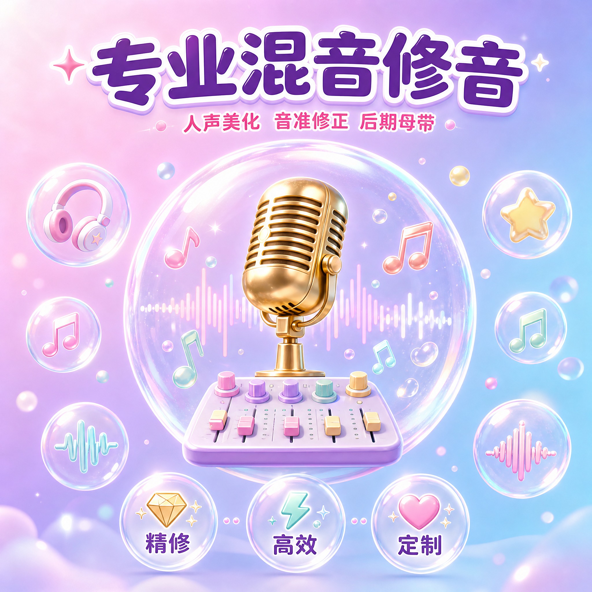 [主图-1] 混音修音服务主题首图，核心任务是让用户第一眼看懂… - 图片创意预览