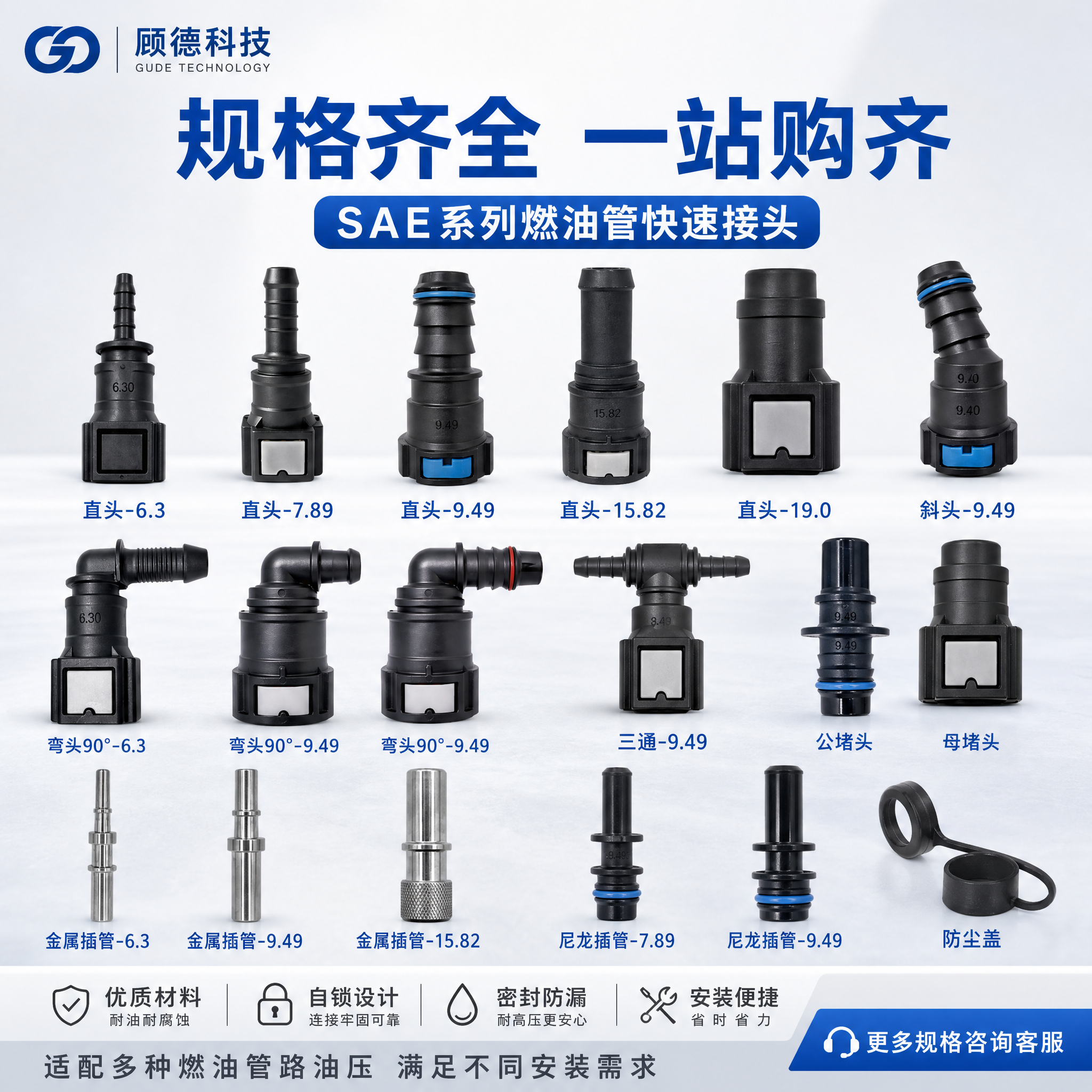 [主图-4] 顾德科技 SAE系列燃油管快速接头 规格齐全展示… - 图片创意预览