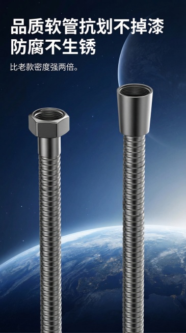 调整图像的视觉比例，让画面更加协调美观，调整后尺寸符合淘宝详情页要求，保留原有产品展示和文字内容：品质软管抗划不掉漆 防腐不生锈 比老款密度强两倍。预览效果