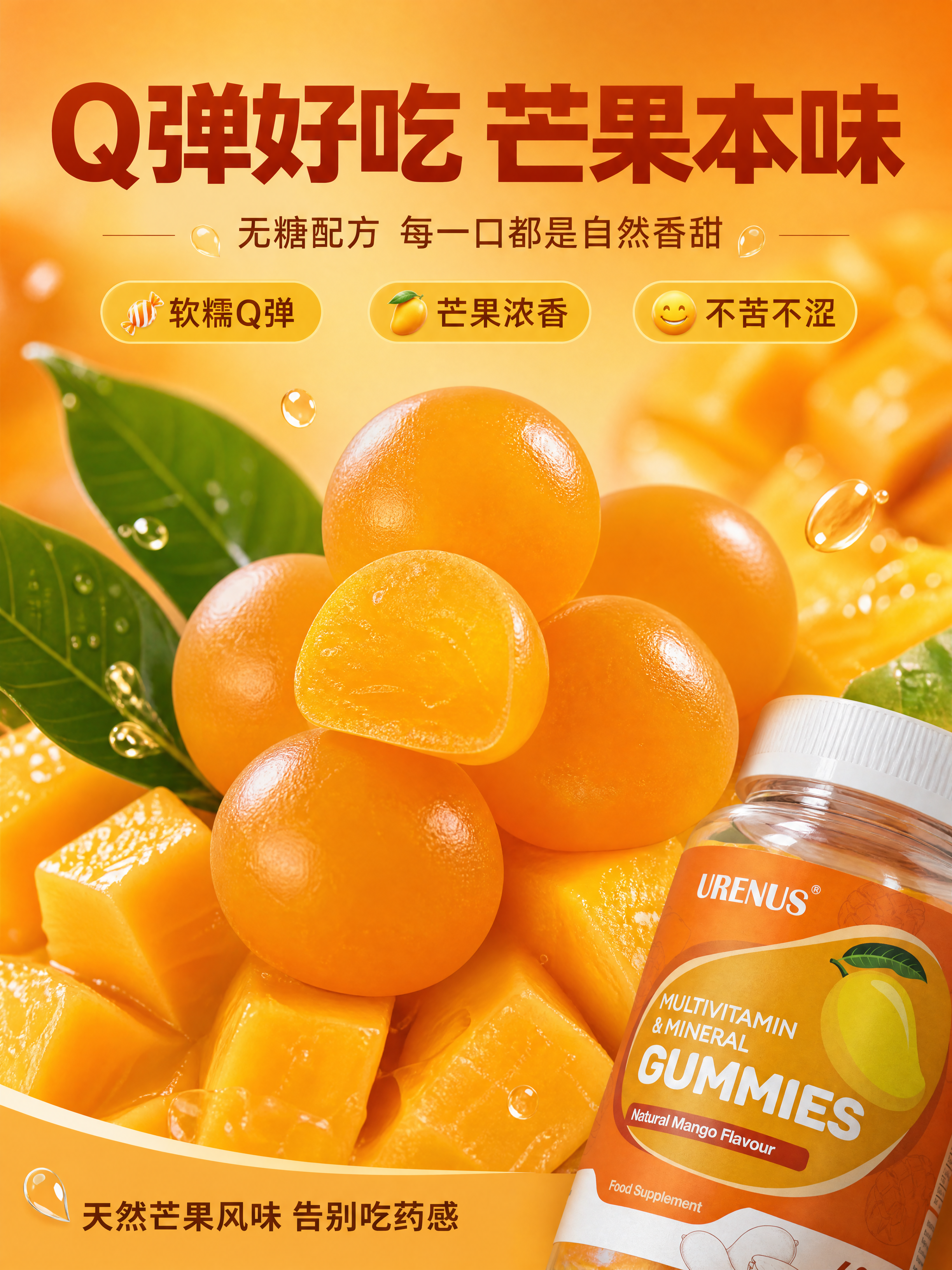 [商品] 使用【图1】URENUS复合维生素软糖瓶装与【图3】… - 图片创意预览