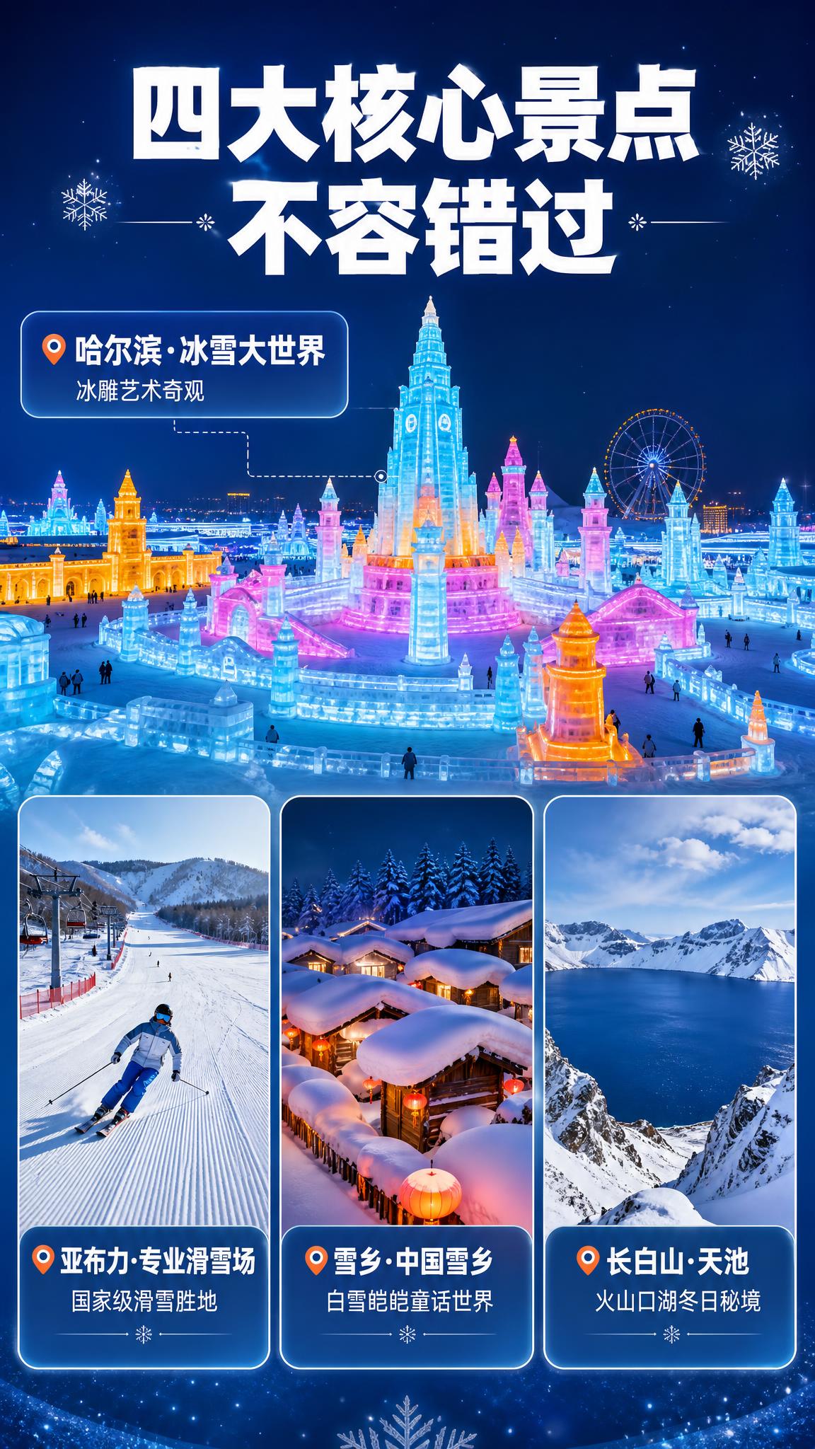 [商品] 旅游服务产品：哈尔滨+亚布力+雪乡+长白山7日6晚冰… - 图片创意预览