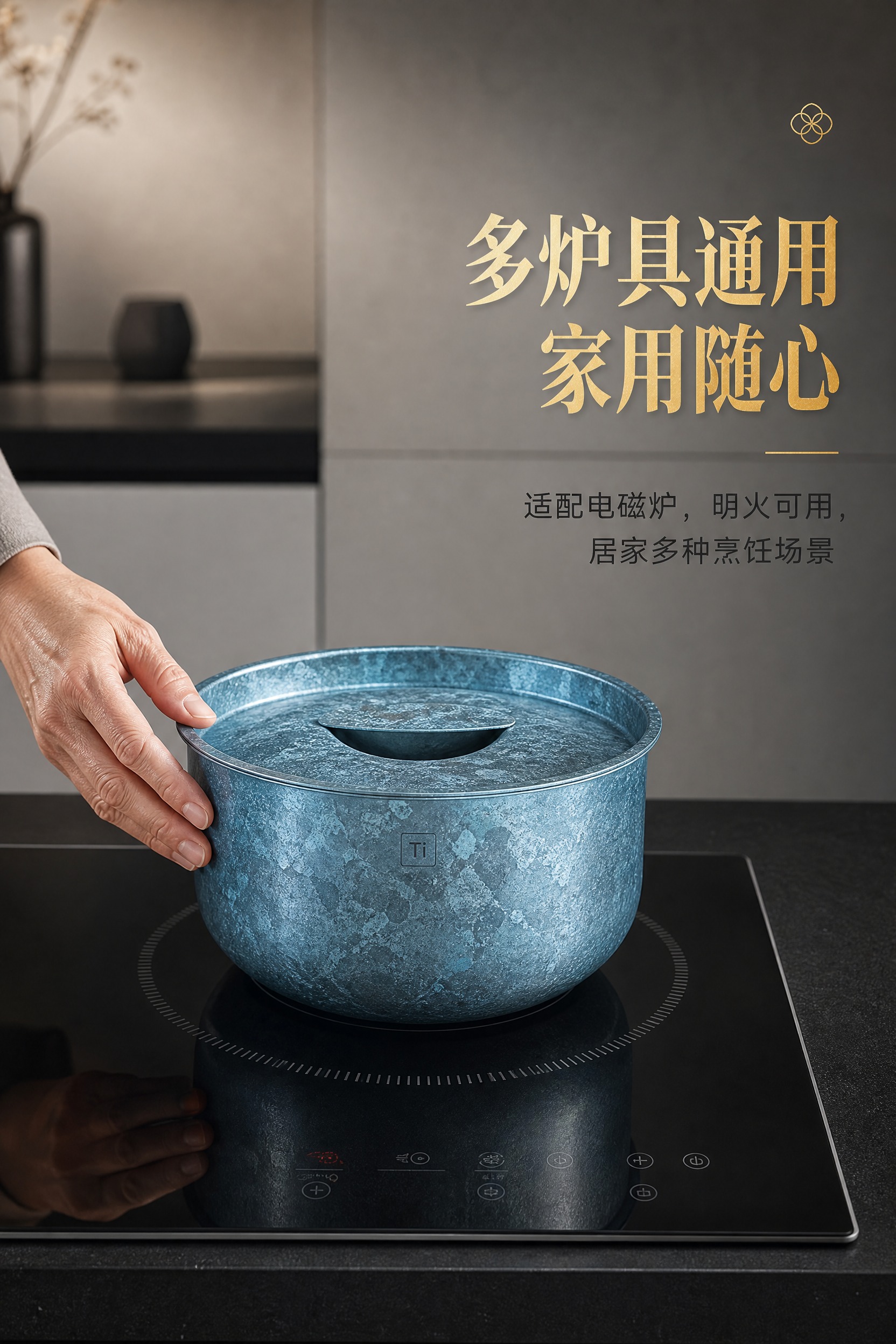 [商品] 使用【图4】湖蓝款纯钛冰花汤煲；严格保留带盖形态、冰… - 图片创意预览