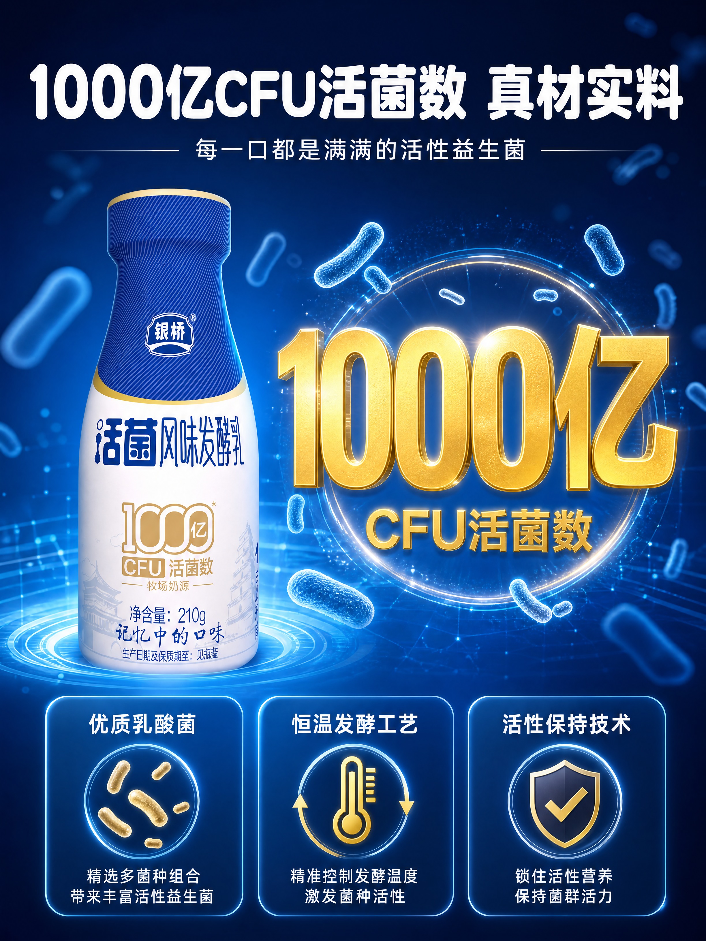 [商品] 使用【图1】银桥活菌风味发酵乳瓶装产品；保留瓶身所有… - 图片创意预览