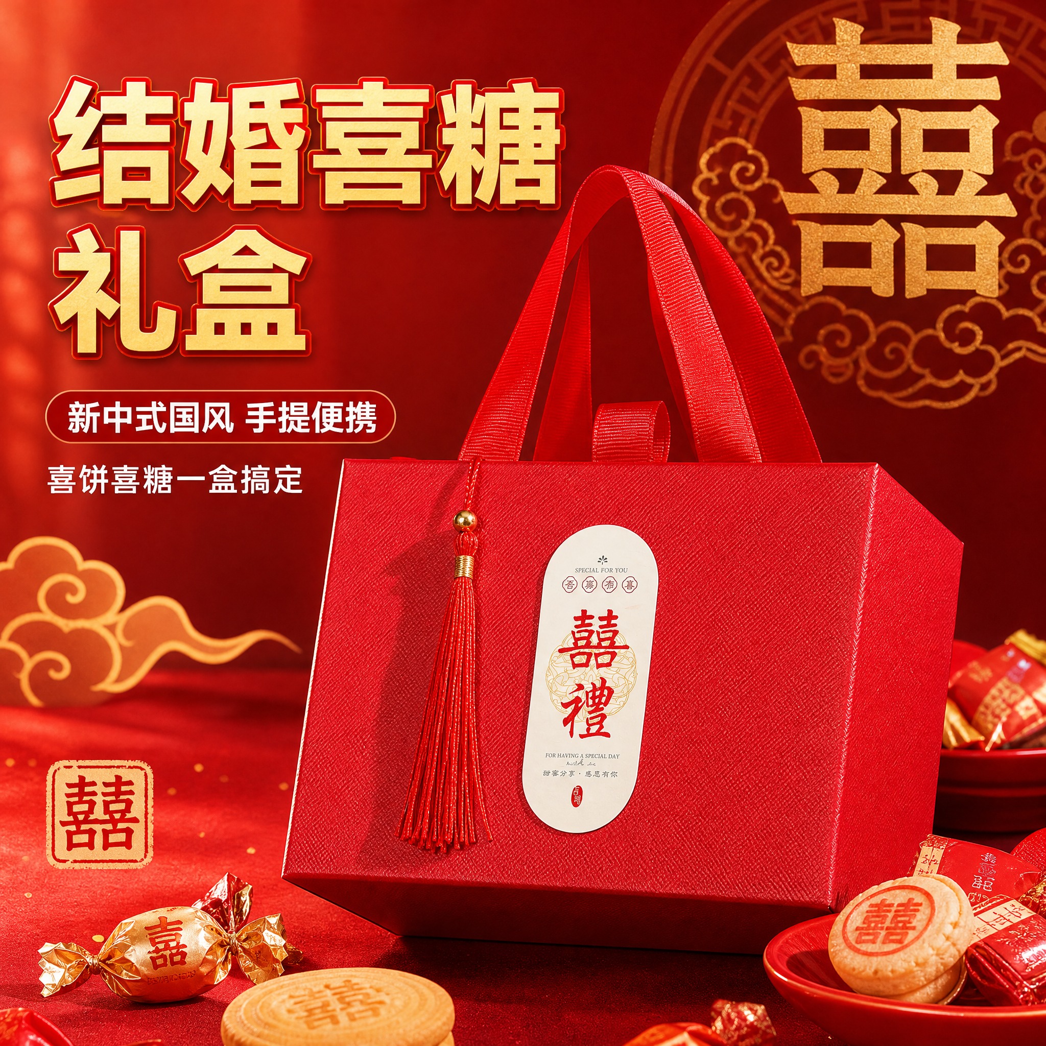 [主图-1] 新中式结婚喜糖盒子 首图点击率 突出喜庆大气与高… - 图片创意预览