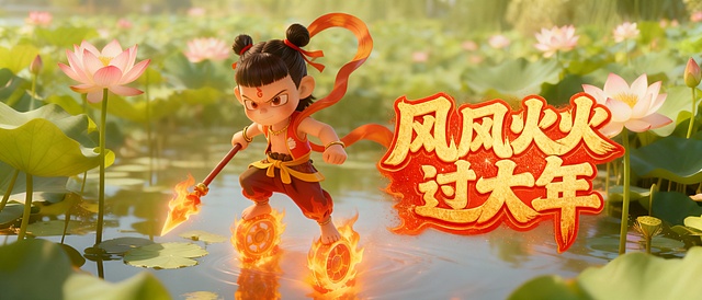 把风风火火过大年移到右边来，把哪咤移到左边去