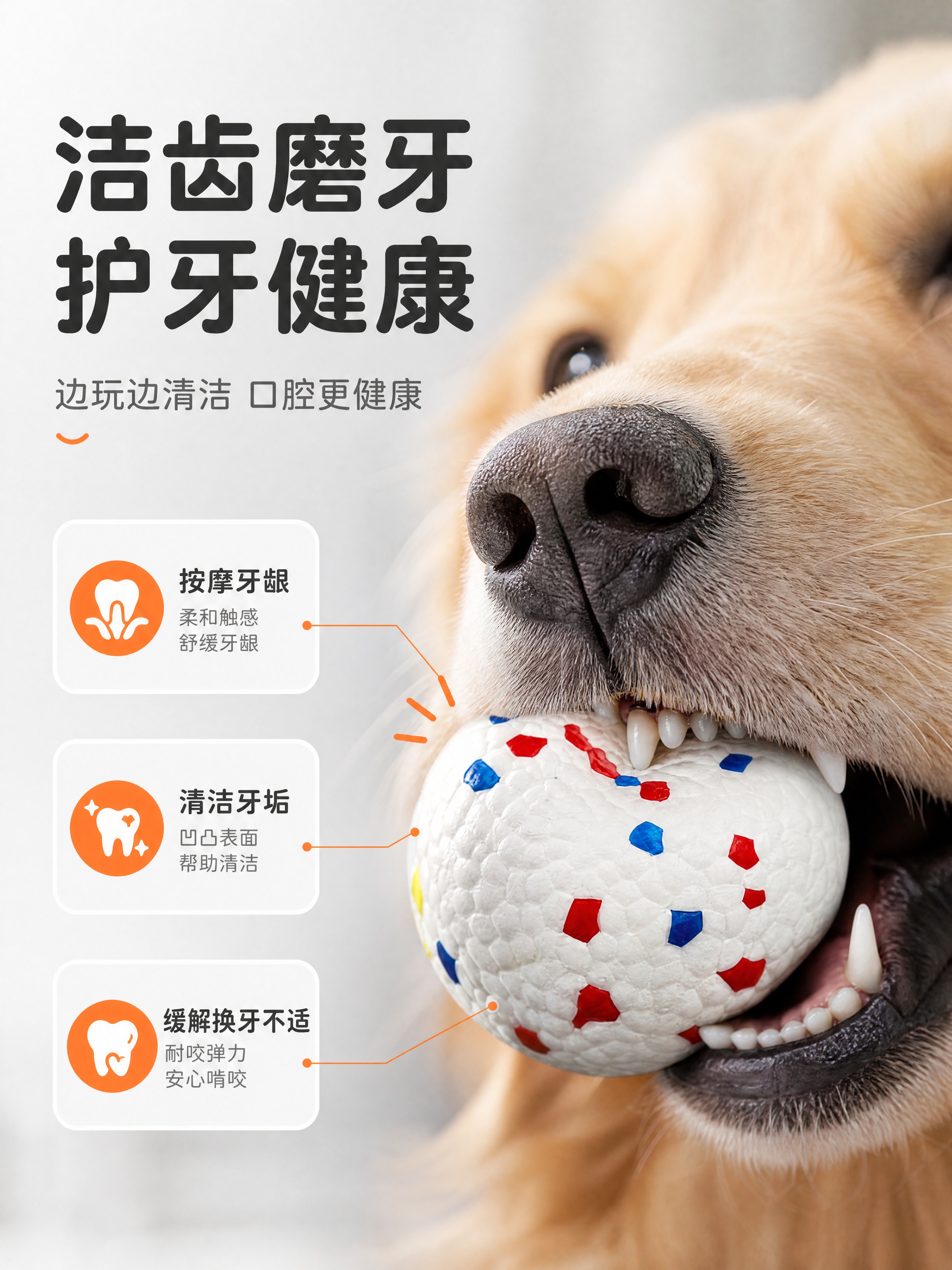 [商品] 使用【图3】5cm规格耐咬护牙洁齿狗狗弹力球；保留白… - 图片创意预览