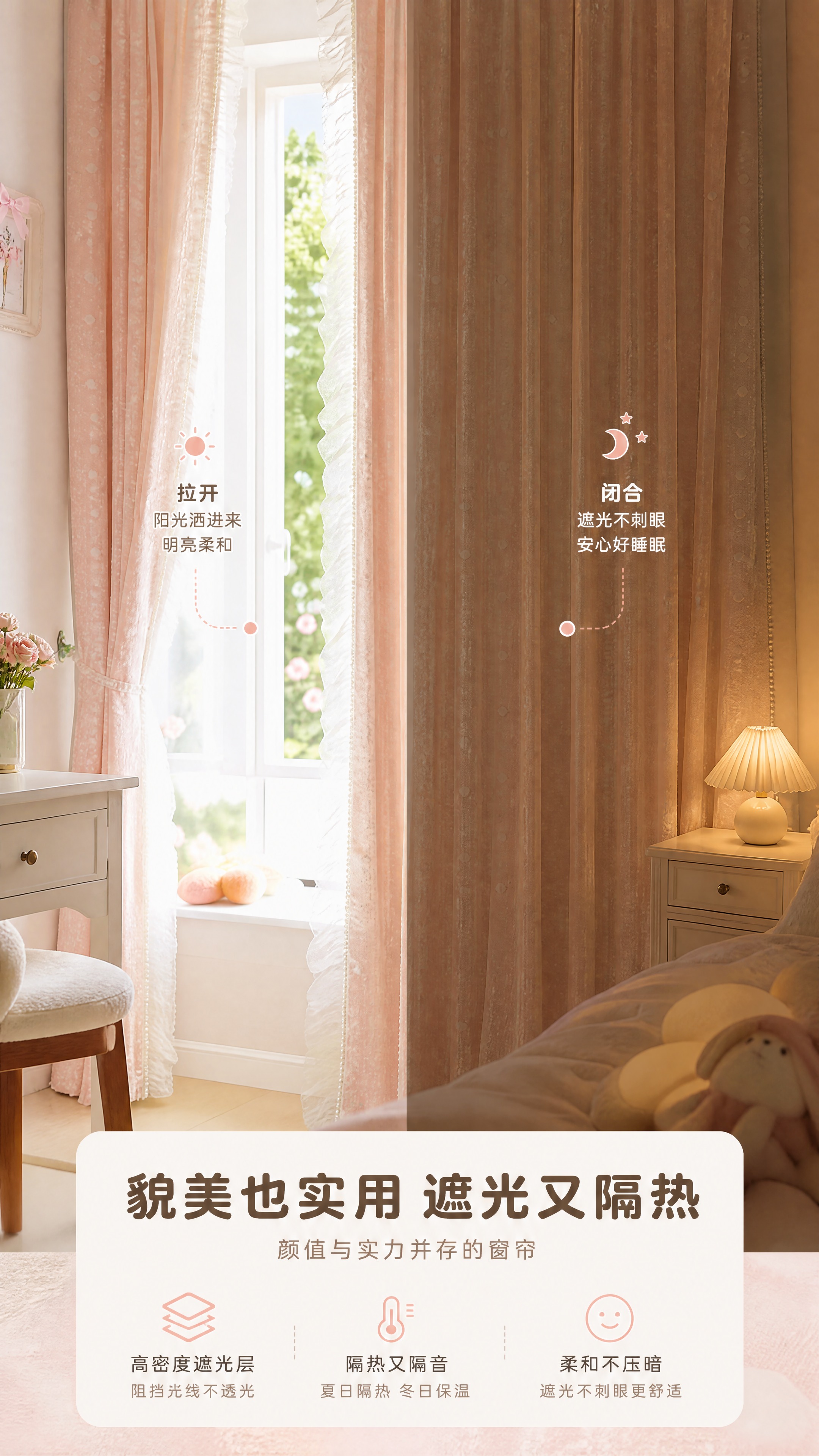 [商品] 使用【图1】奶油粉色波点蕾丝窗帘；商品处理：保留粉色… - 图片创意预览
