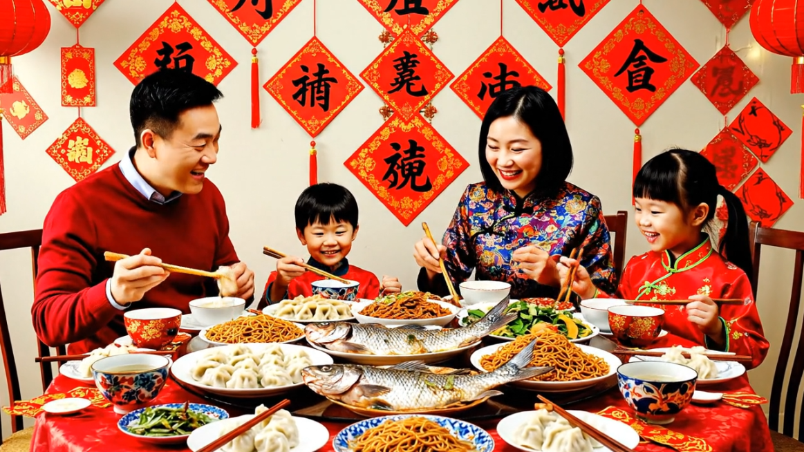 帮我生成一个过年喜庆视频，要有小孩跟爸爸妈妈一起预览效果