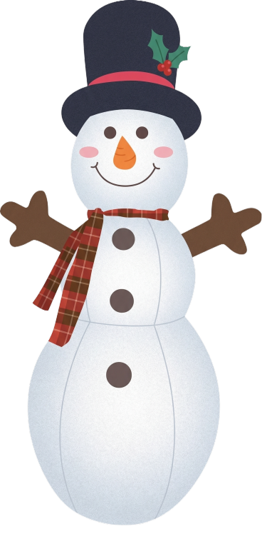 保持图片1整体造型不变，参考图片2画风，将图片1照片的雪人，变成平面卡通图案，保持图片1所有装饰细节不变预览效果