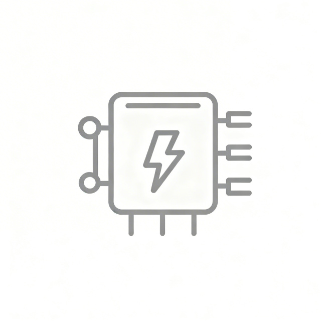 电压跟随器的灰色线条图标，白色背景，简约线性风格，单张独立图标，无多余元素预览效果