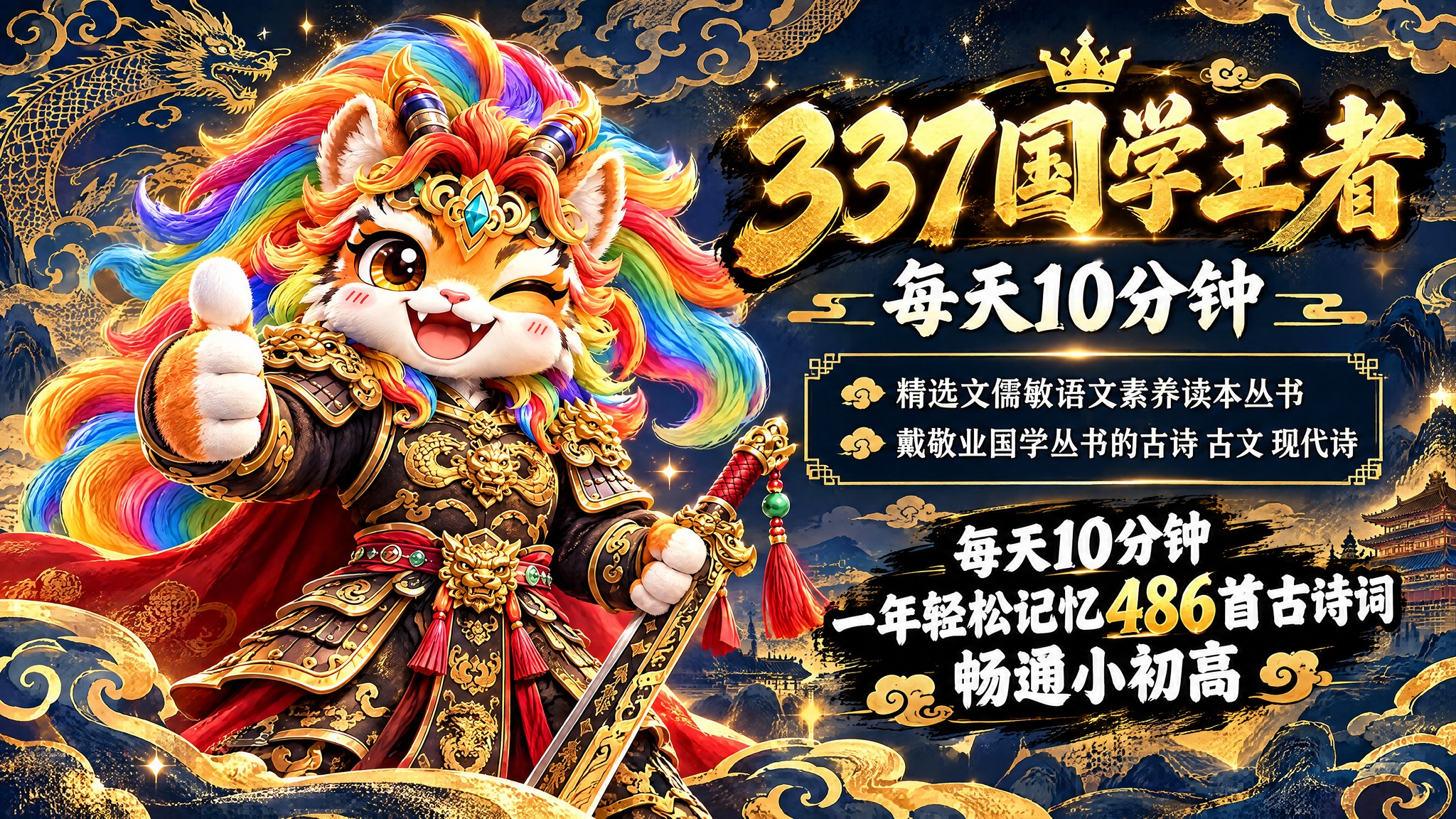 横版教育宣传图，尺寸540x292，左侧放置参考图中的彩虹鬃毛… - 图片创意预览