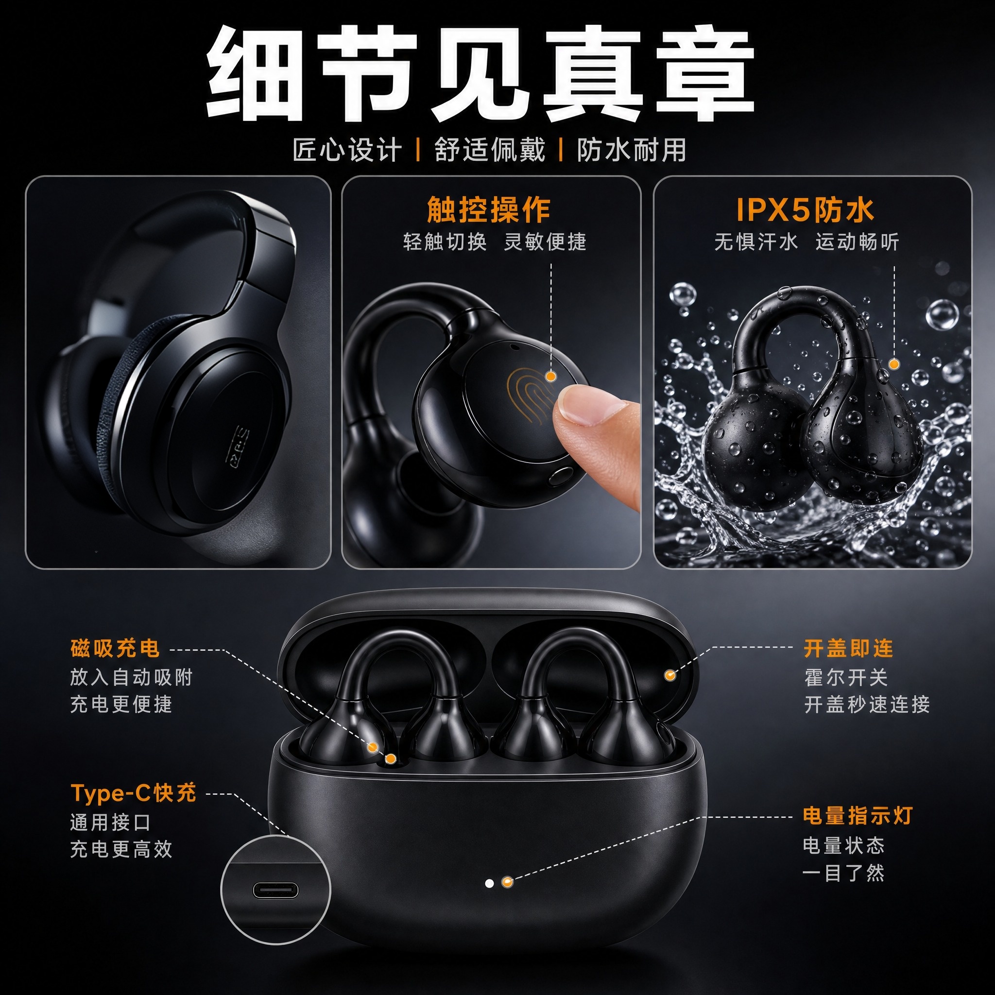 换个方式阐述，贴合耳廓 稳固舒适 - 图片创意预览