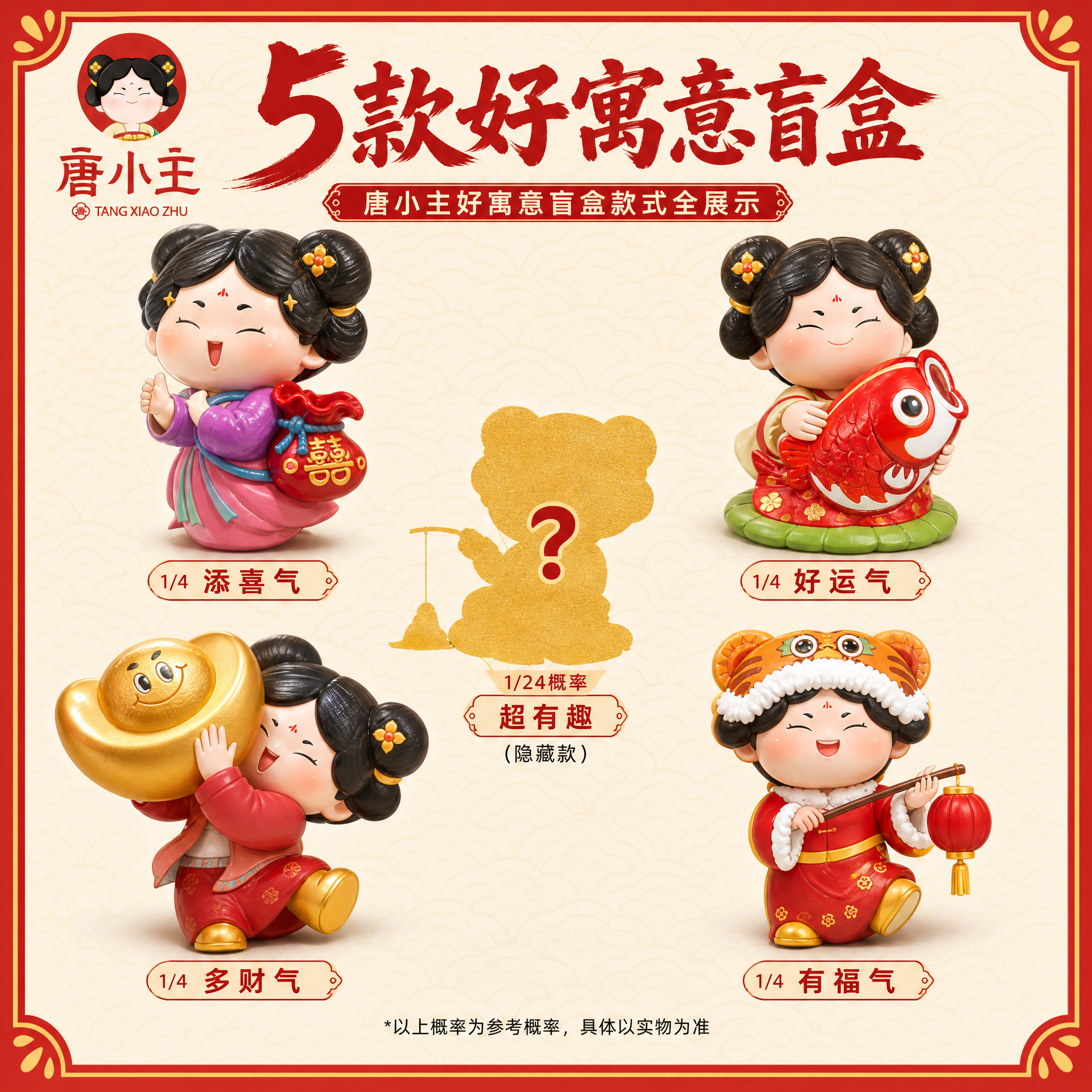 [主图-2] 唐小主好寓意盲盒款式全展示，清晰呈现4款常规款造… - 图片创意预览