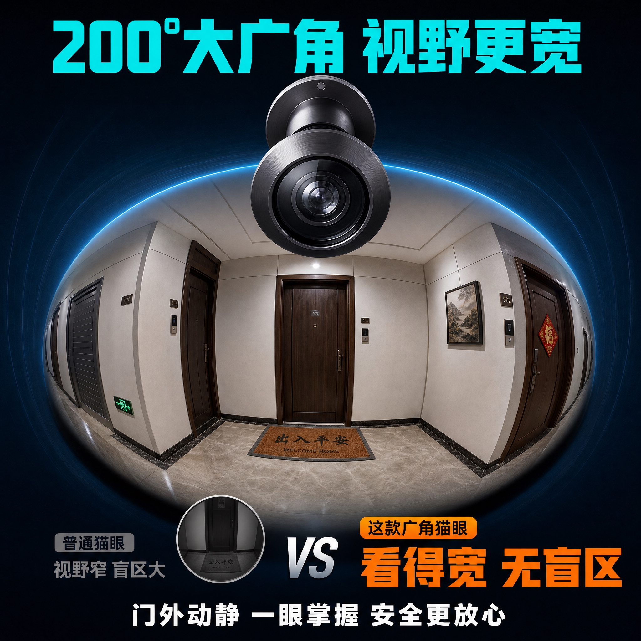 [主图-6] 广角视野效果展示，主题：200度大广角 门外情况… - 图片创意预览