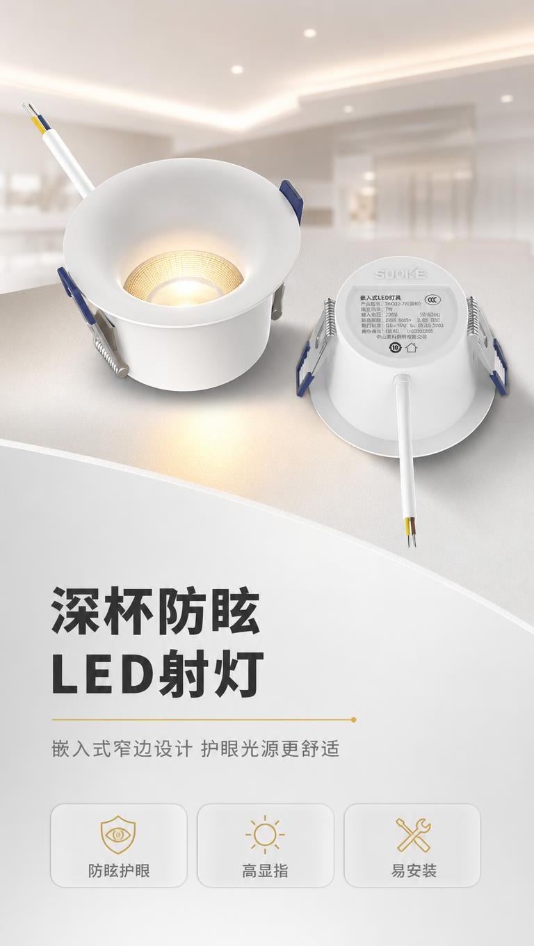 [商品] 使用【图1】嵌入式LED射灯（正面发光视角与背面铭牌… - 图片创意预览