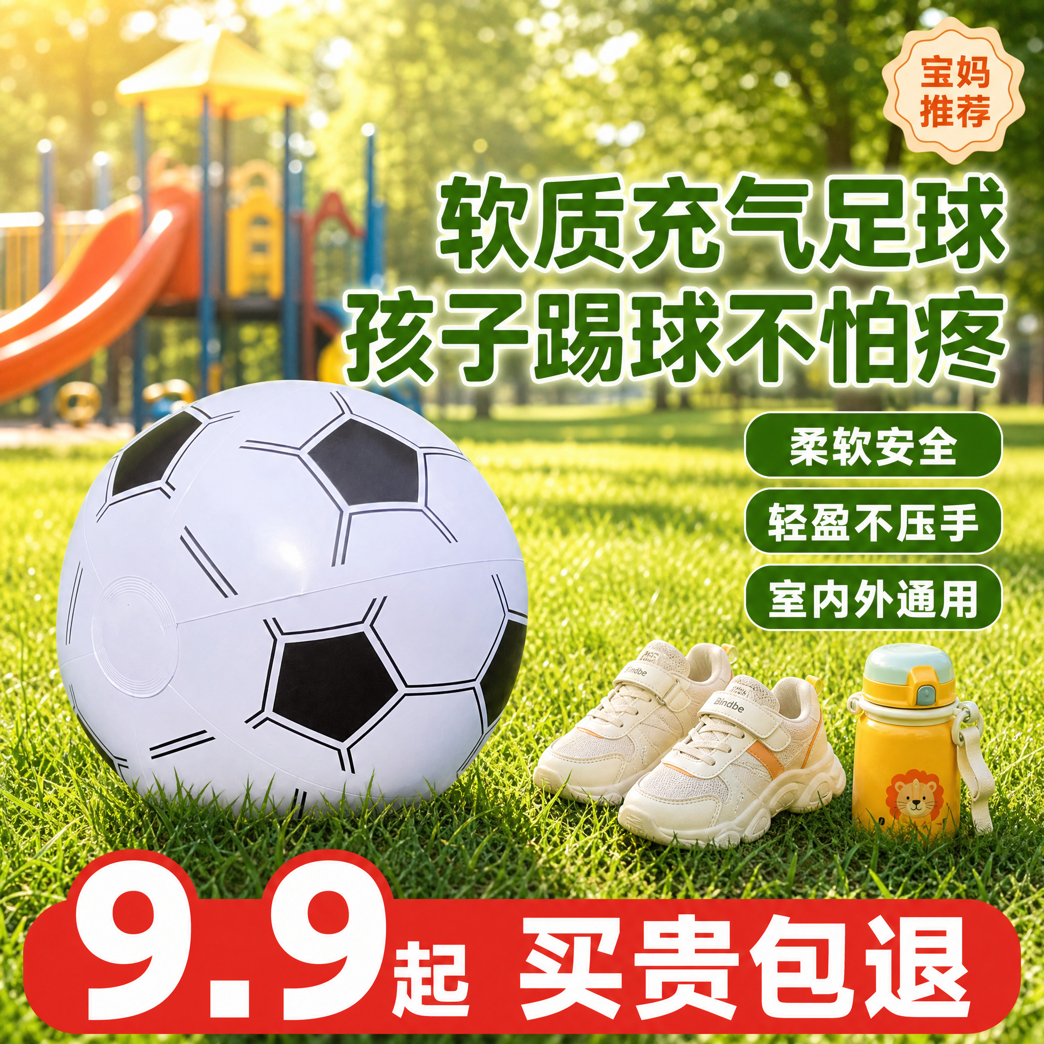 [主图-2] 仿真充气足球 儿童户外玩耍首图。[氛围风格] 阳… - 图片创意预览