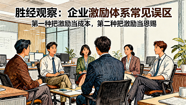 帮我生成一张微信公众号文章的插图，内容是：胜经观察到，很多企业的激励体系存在两种常见误区。
第一种，把激励当成本。第二种，把激励当恩赐。