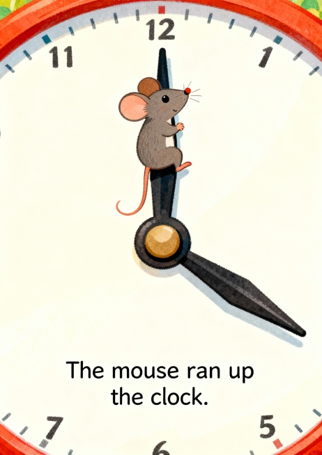 Hickory Dickory Dock
Hickory dickory dock,
The mouse ran up the clock.
The clock struck one,
The mou预览效果