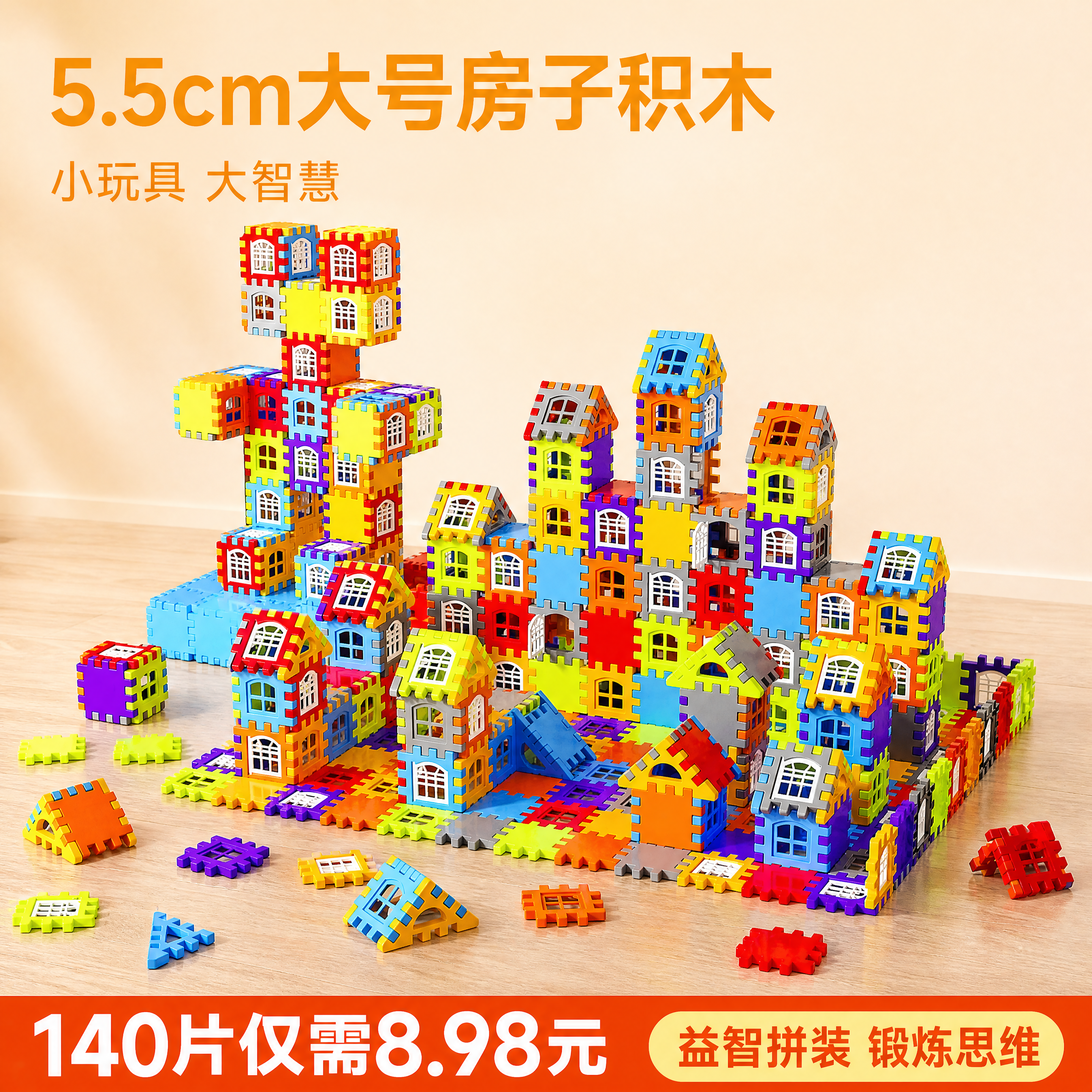 [主图-1] 5.5cm大号房子积木淘宝主图首图，真实场景展示… - 图片创意预览