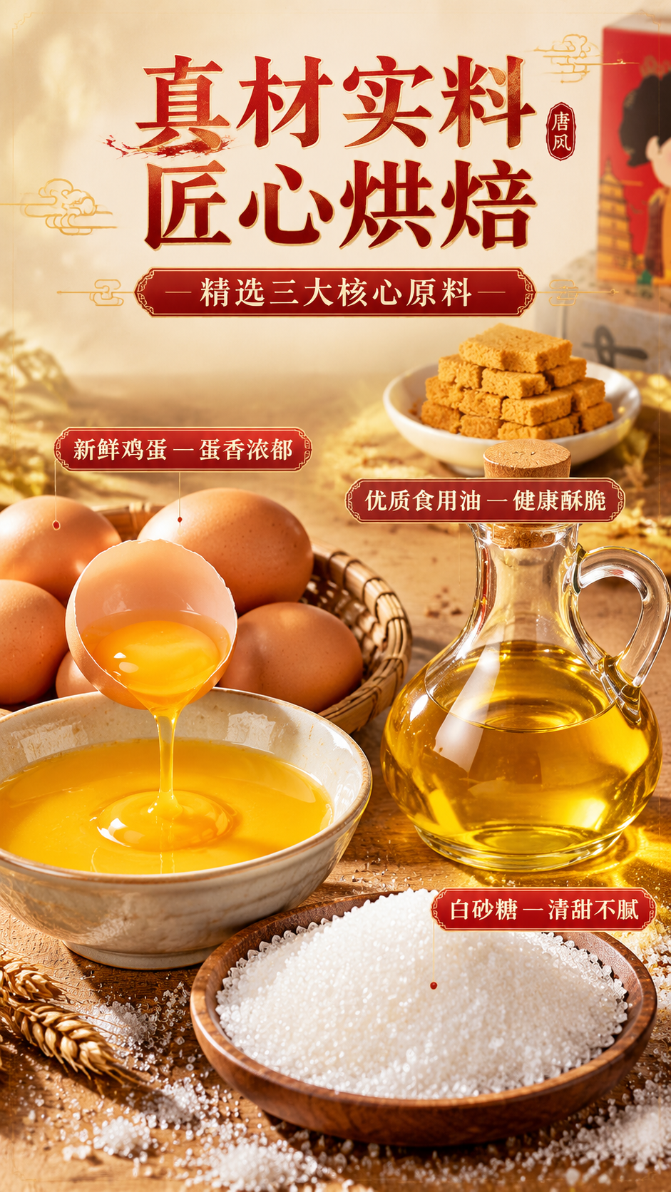 [商品] 成分原料专张，以三大原料为绝对主角：新鲜鸡蛋（带壳鸡… - 图片创意预览