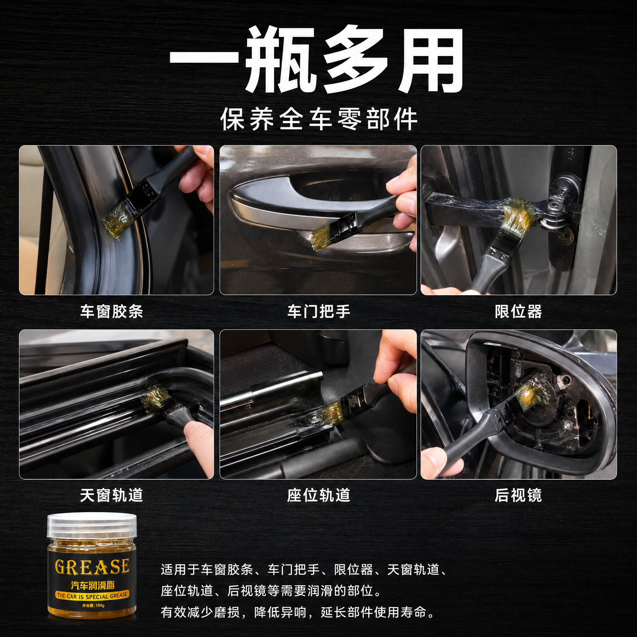 [主图-5] 汽车润滑脂 应用场景图 一瓶多用全车养护。 [统… - 图片创意预览