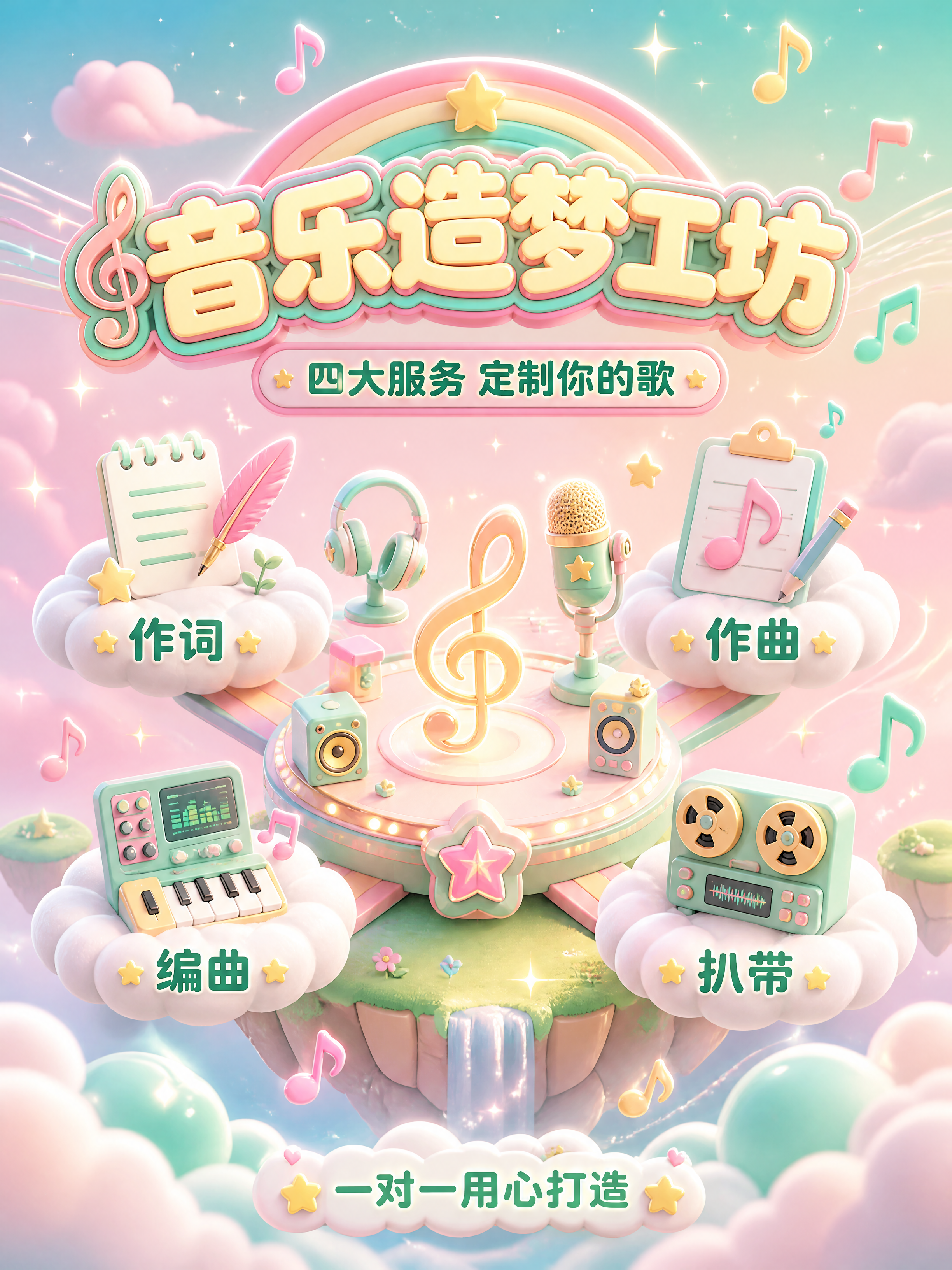 [商品] 使用【图1】【图2】作为音乐服务视觉风格参考；保留3… - 图片创意预览