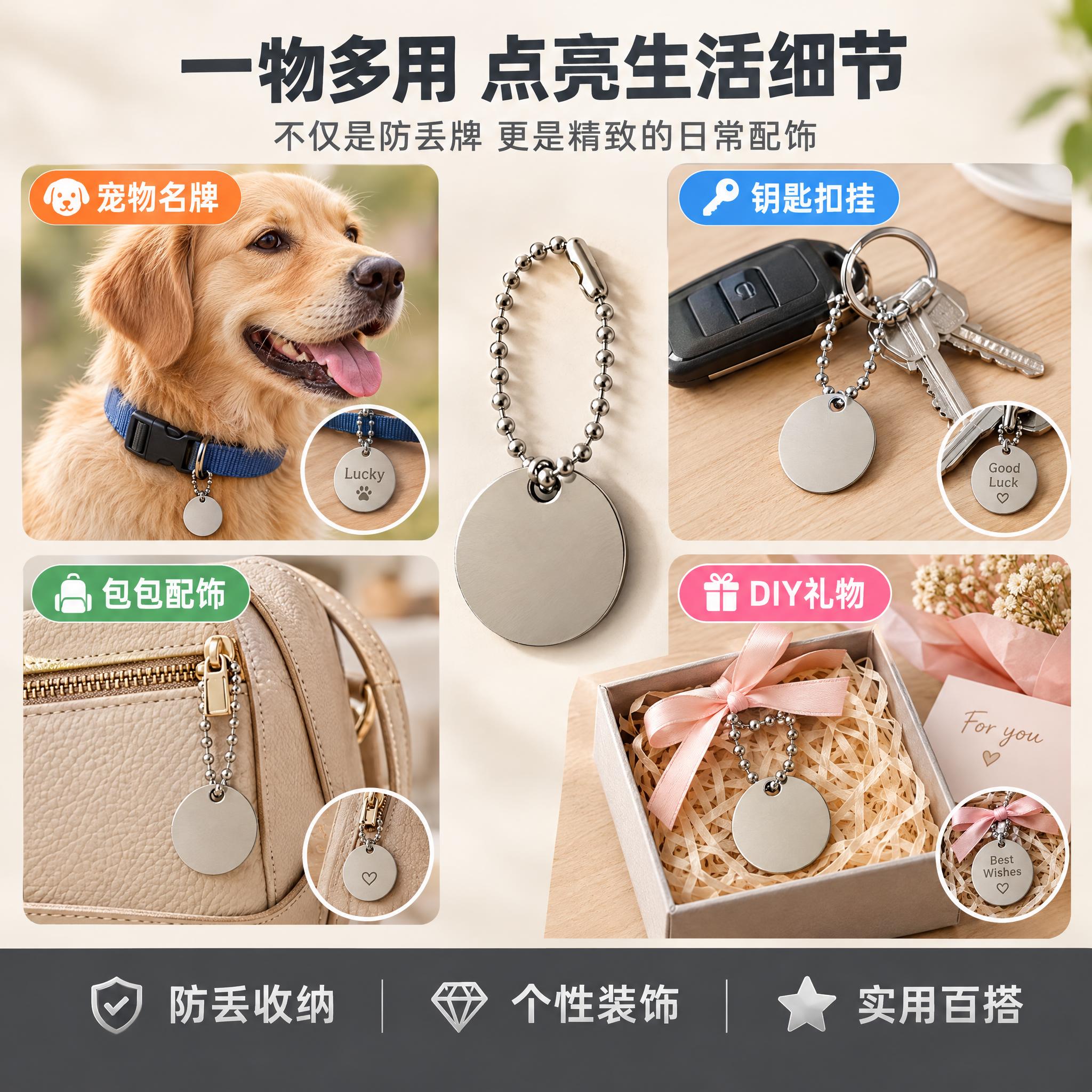 [主图-4] 场景应用展示，体现不锈钢吊牌一物多用的特点，展示… - 图片创意预览