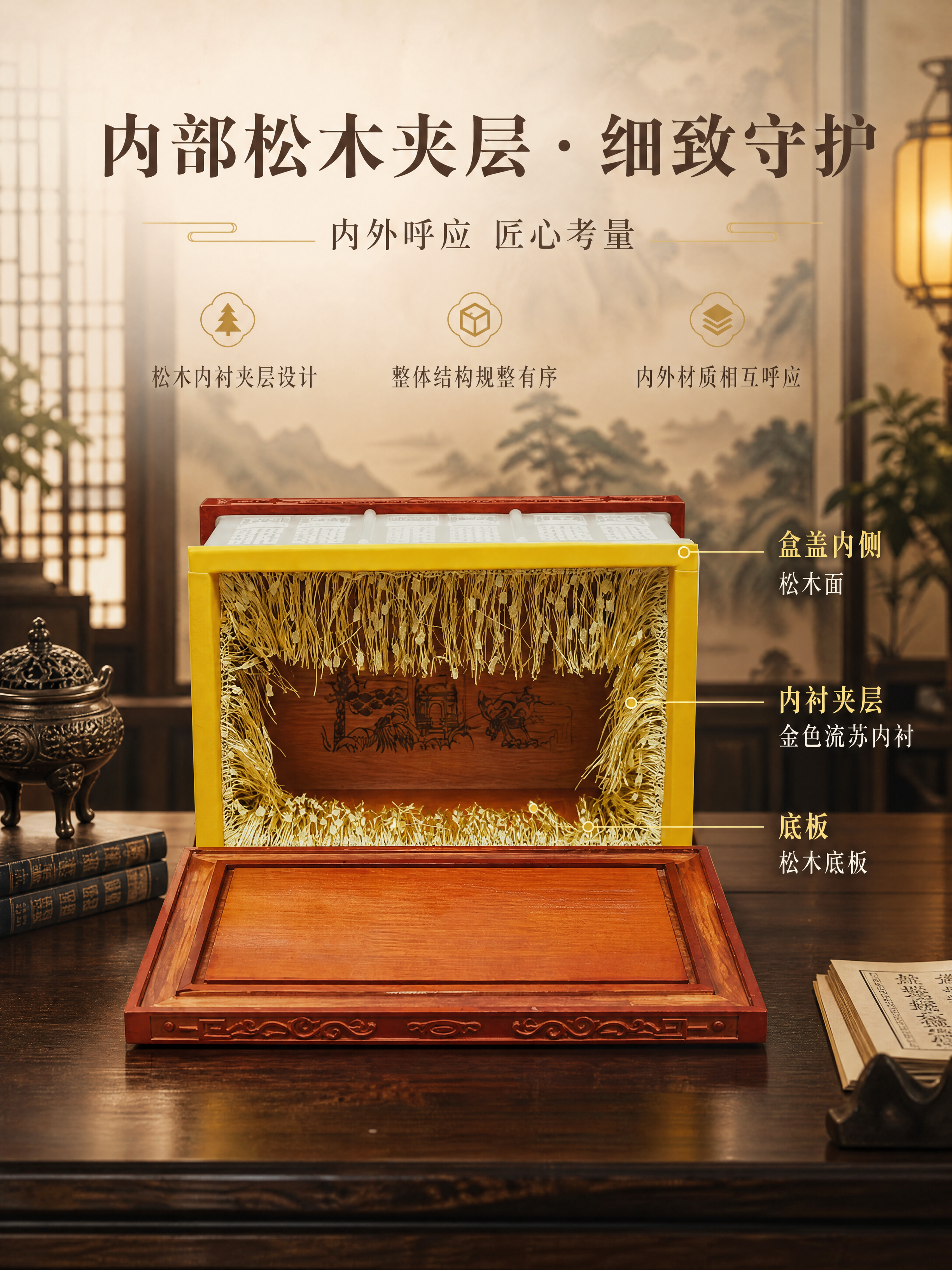 [商品] 使用【图4】水晶白玉琉璃骨灰盒开盖内部图；保留外部红… - 图片创意预览