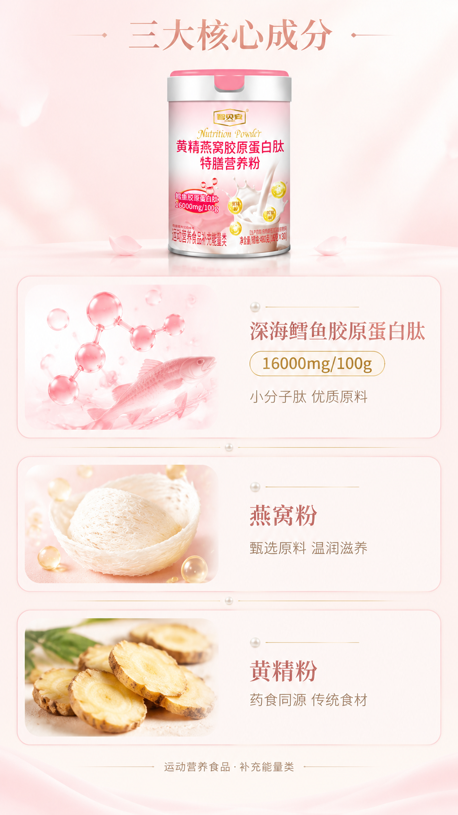 [商品] 使用【图1】智贝安黄精燕窝胶原蛋白肽特膳营养粉罐装产… - 图片创意预览